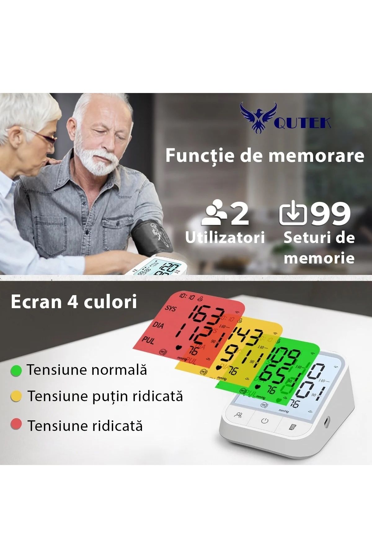 QuTek-QUTEK™ Upper Arm Blood Pressure Monitor, LCD Display, Self-Measurement, Clinically Validated, Cuff 22-45cm 4