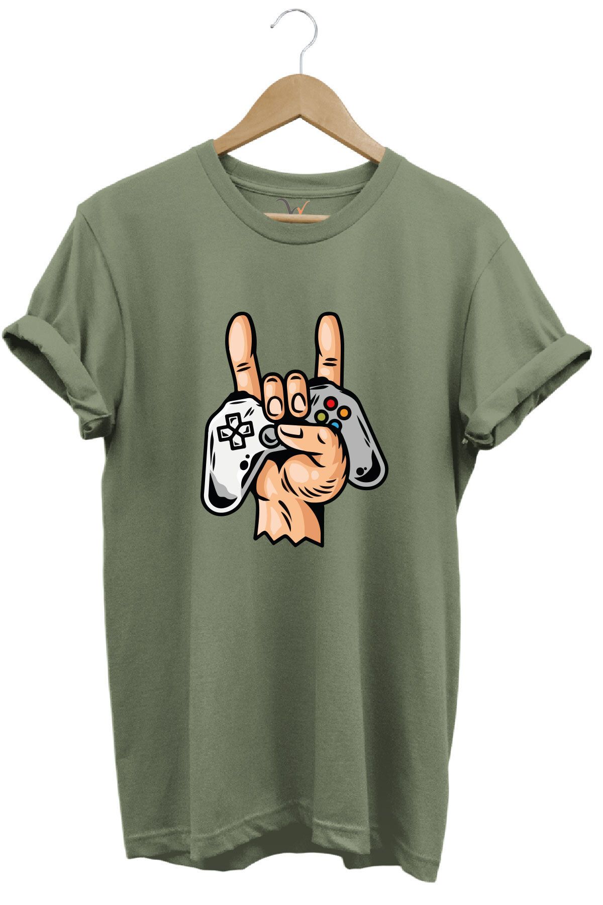 MODA Gamer Rock On Unisex %100 Pamuk Bisiklet Yaka Basic T-shirt