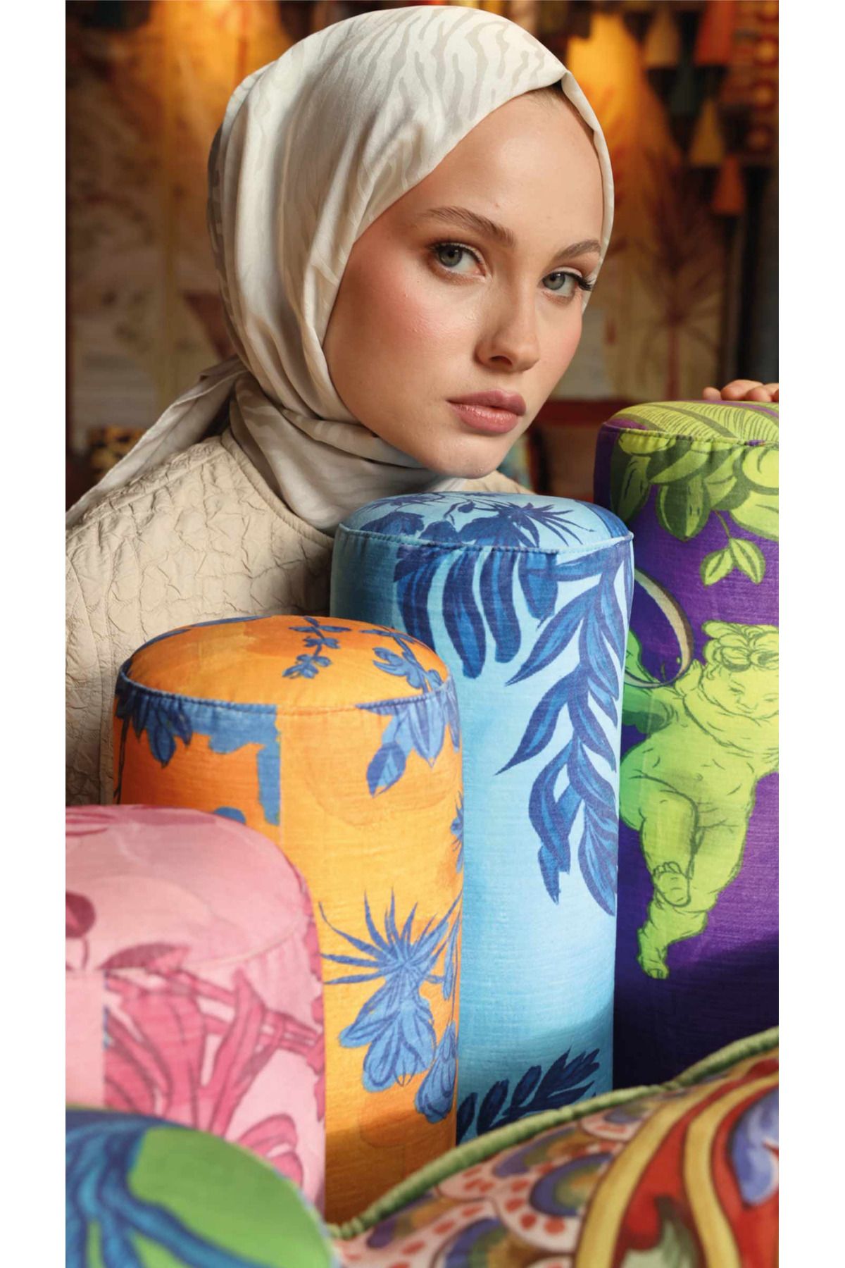 modayışığı Zebra Desen Şal / İnci Tozu
