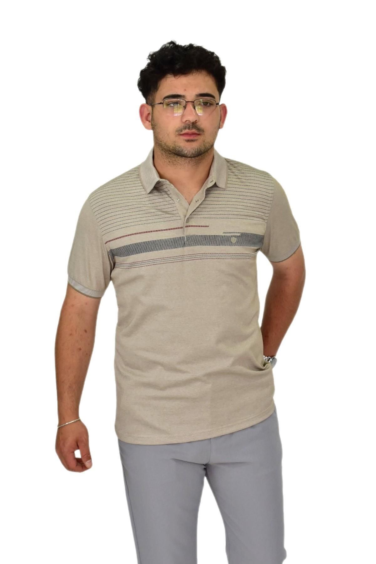 DYNAMO Erkek Polo Yaka Pano Çizgili Tişört T273 BGL-ST04592