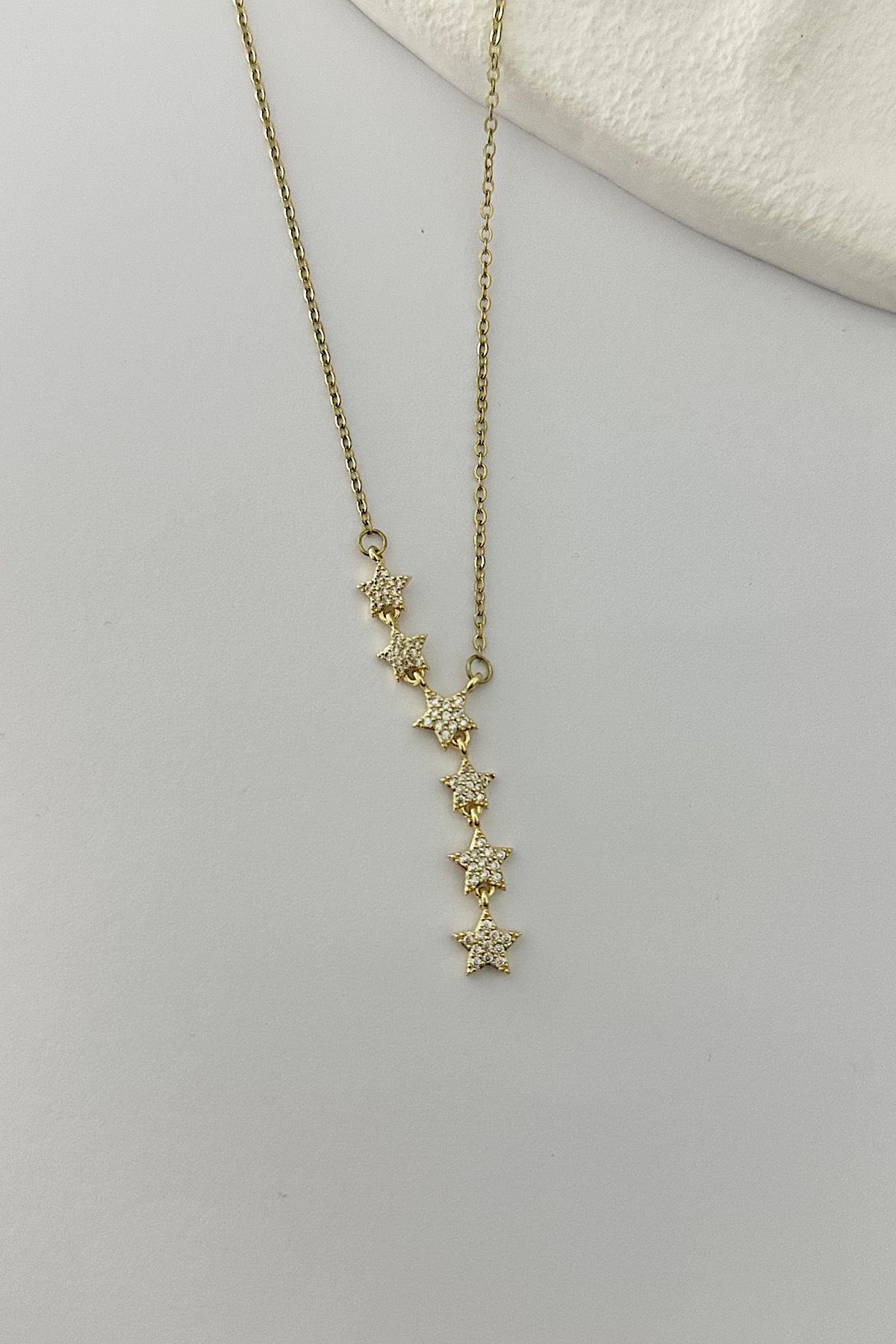 DELEIZA ACCESSORY Çelik Gold Yıldız Zirkon Taşlı Y Kolye