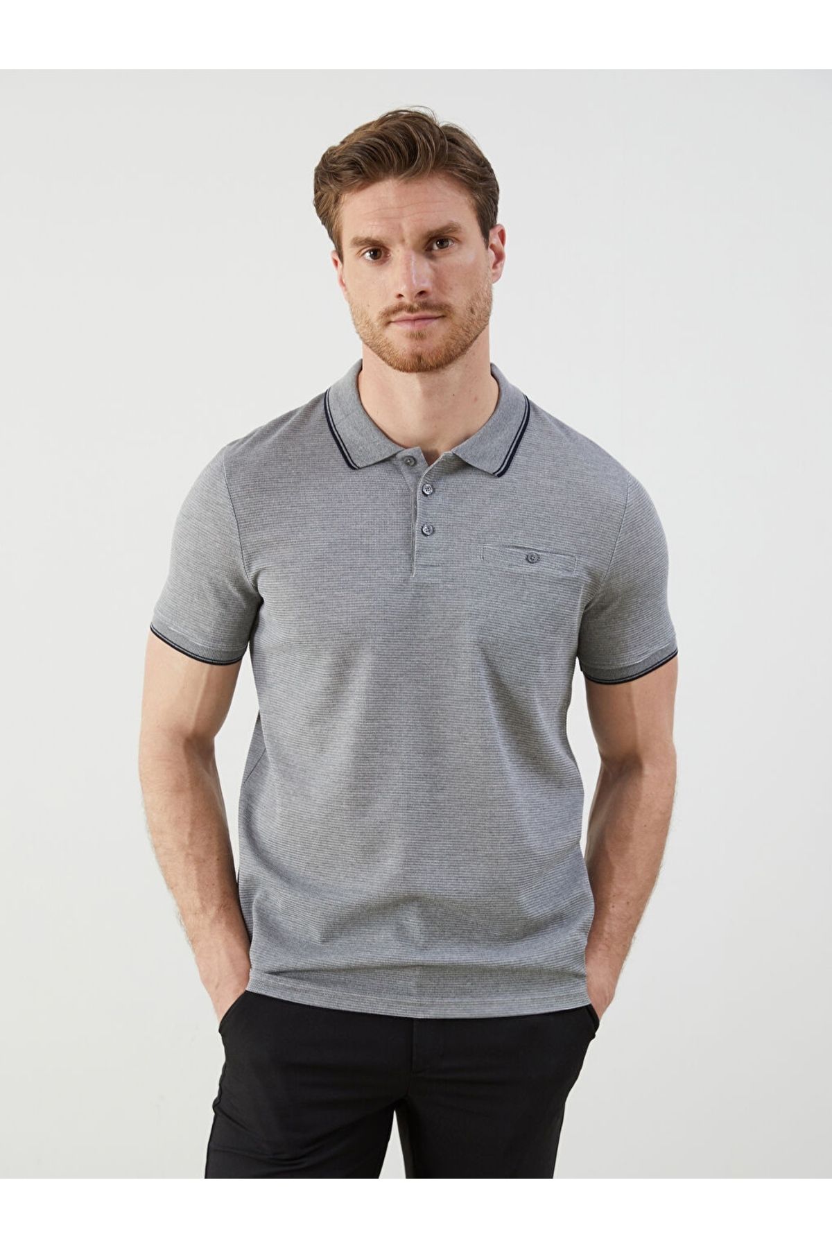 LC Waikiki LCWAIKIKI Classic Polo Yaka Kısa Kollu Erkek Dokulu Tişört