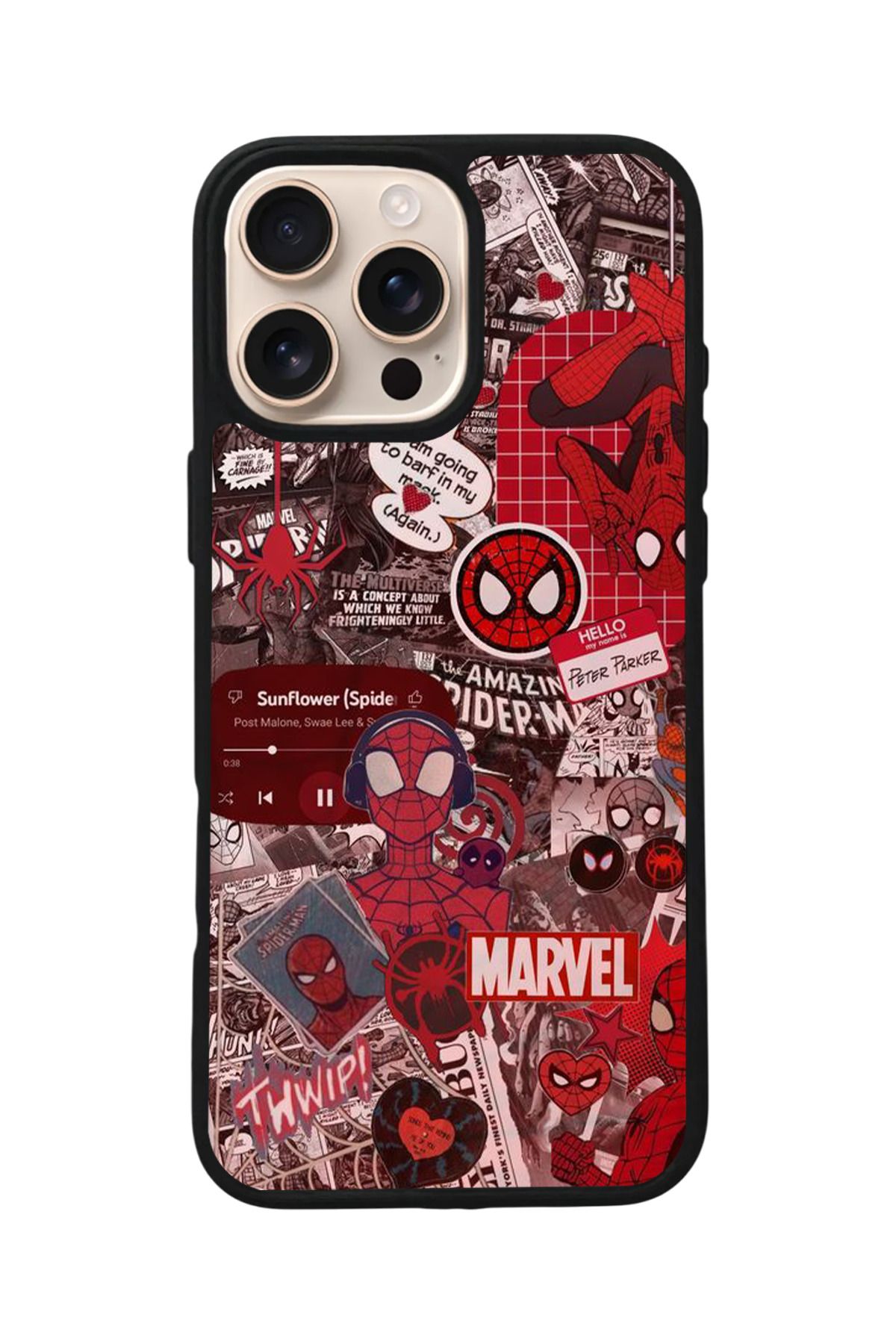 Aksel Kılıf Apple iPhone 16 Pro Max Uyumlu Baskılı,Mat Siyah,Yumuşak Silikon,Koruyucu,Şok Emici Kapak,Kılıf