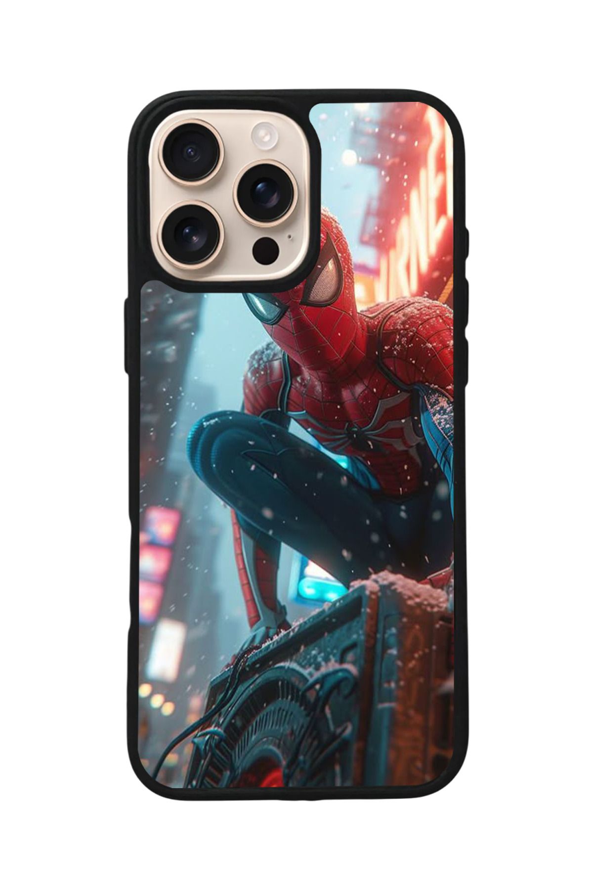 Aksel Kılıf Apple iPhone 16 Pro Max Uyumlu Baskılı,Mat Siyah,Yumuşak Silikon,Koruyucu,Şok Emici Kapak,Kılıf