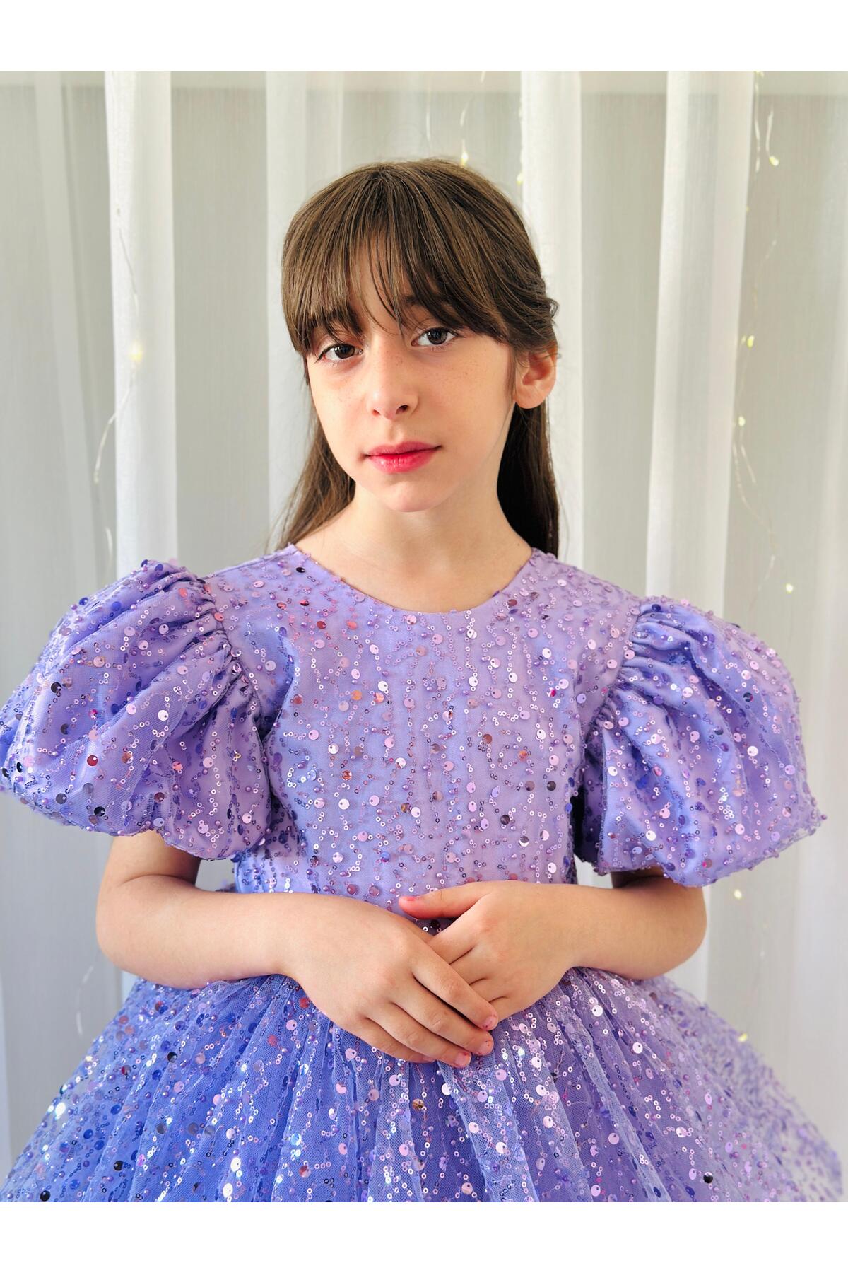 Linarookids Lila Taşlı Vintage Kız Bebek Elbise,Doğum günü elbise,fotoğraf çekim elbise,1-11 Yaş Uygun fotoğrafı 5 (önizleme)