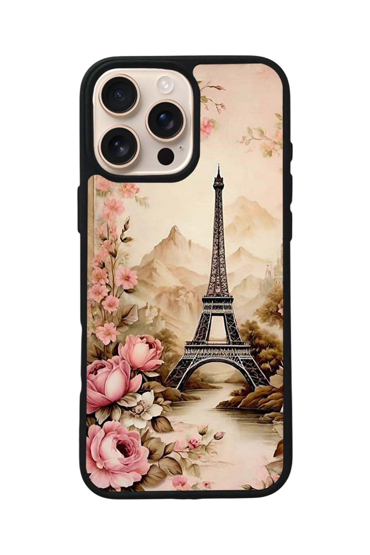 Aksel Kılıf Apple iPhone 16 Pro Uyumlu Baskılı,Mat Siyah,Yumuşak Silikon,Koruyucu,Şok Emici Kapak,Kılıf