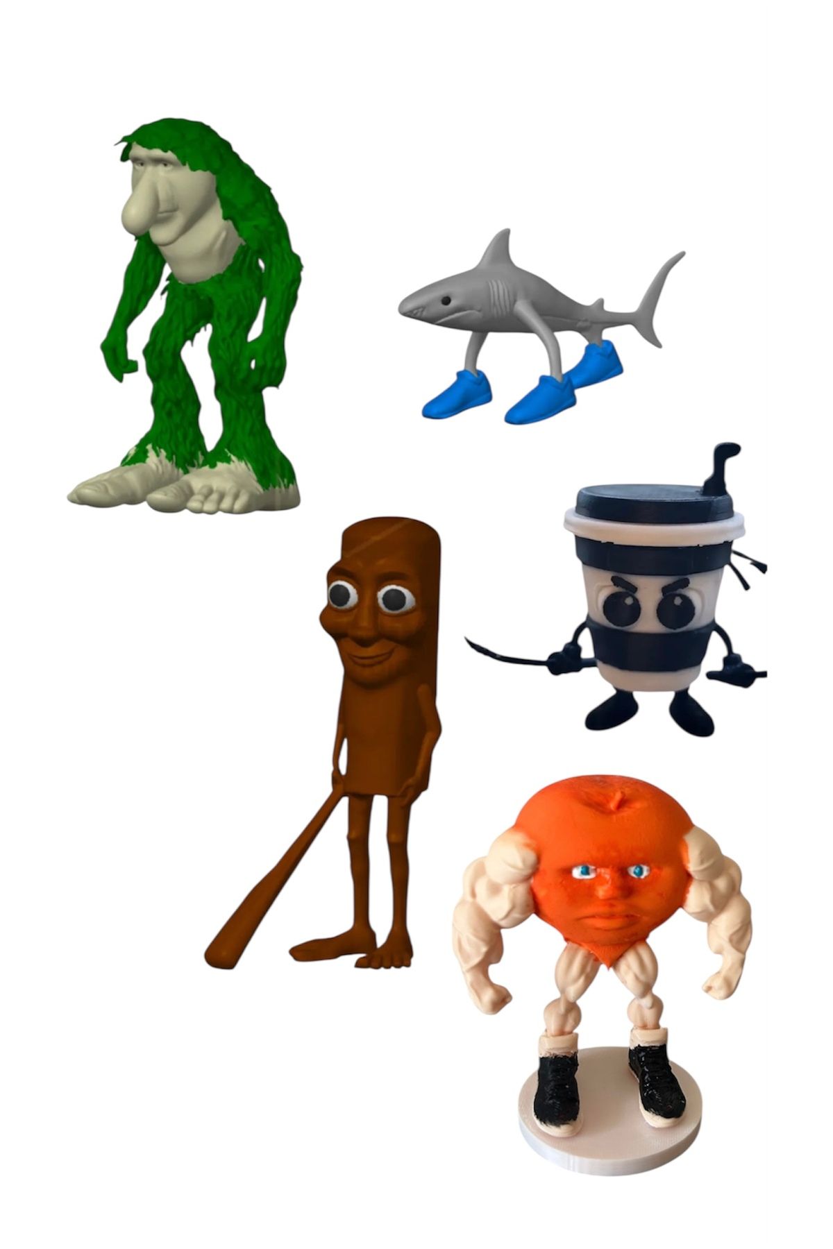 CRAWL 3D STUDIO Tung Tung Sahur 10cm-Brr Brr Patapim – Tralalero Tralala-Udindindindun 5li set