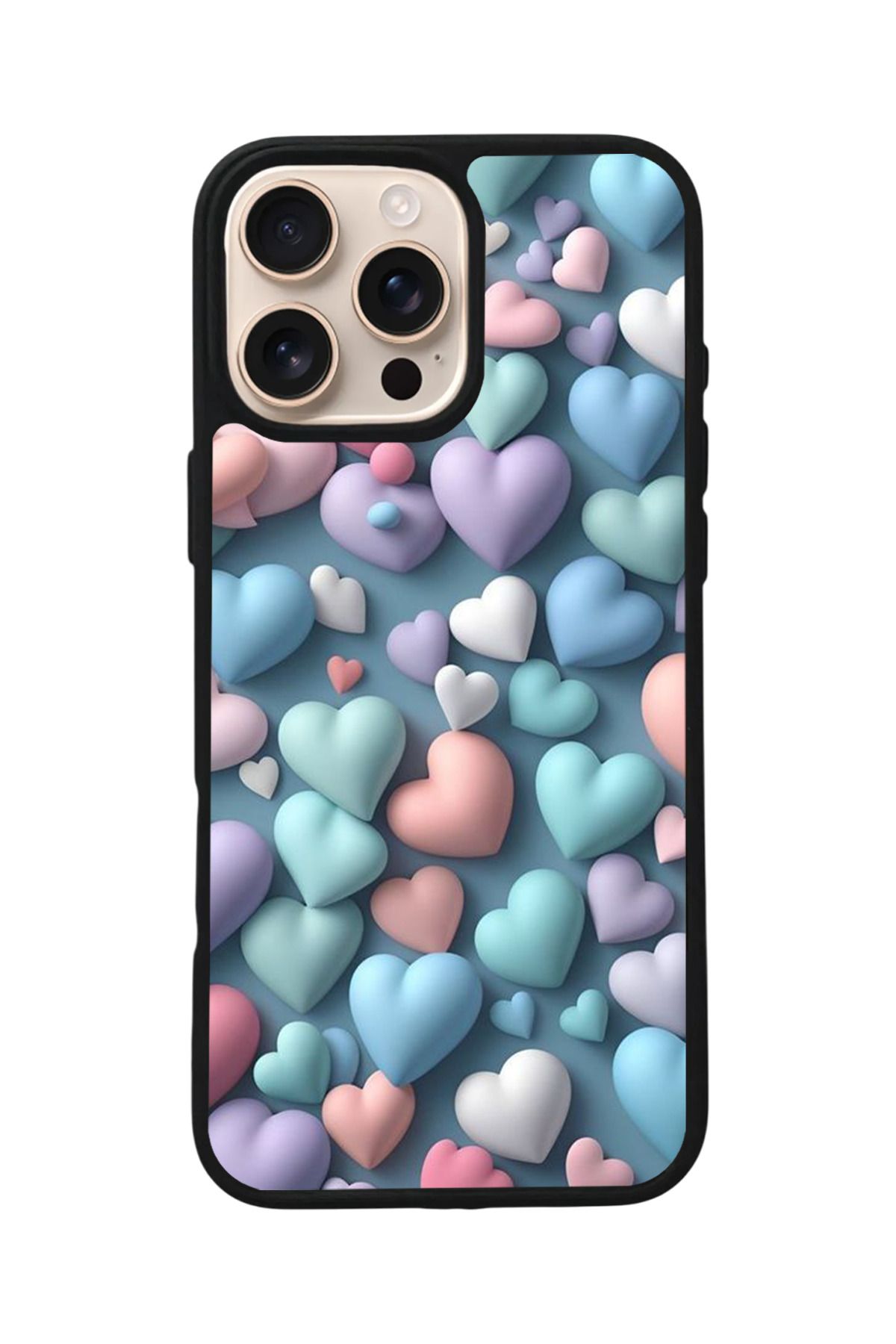 Aksel Kılıf Apple iPhone 16 Pro Uyumlu Baskılı,Mat Siyah,Yumuşak Silikon,Koruyucu,Şok Emici Kapak,Kılıf