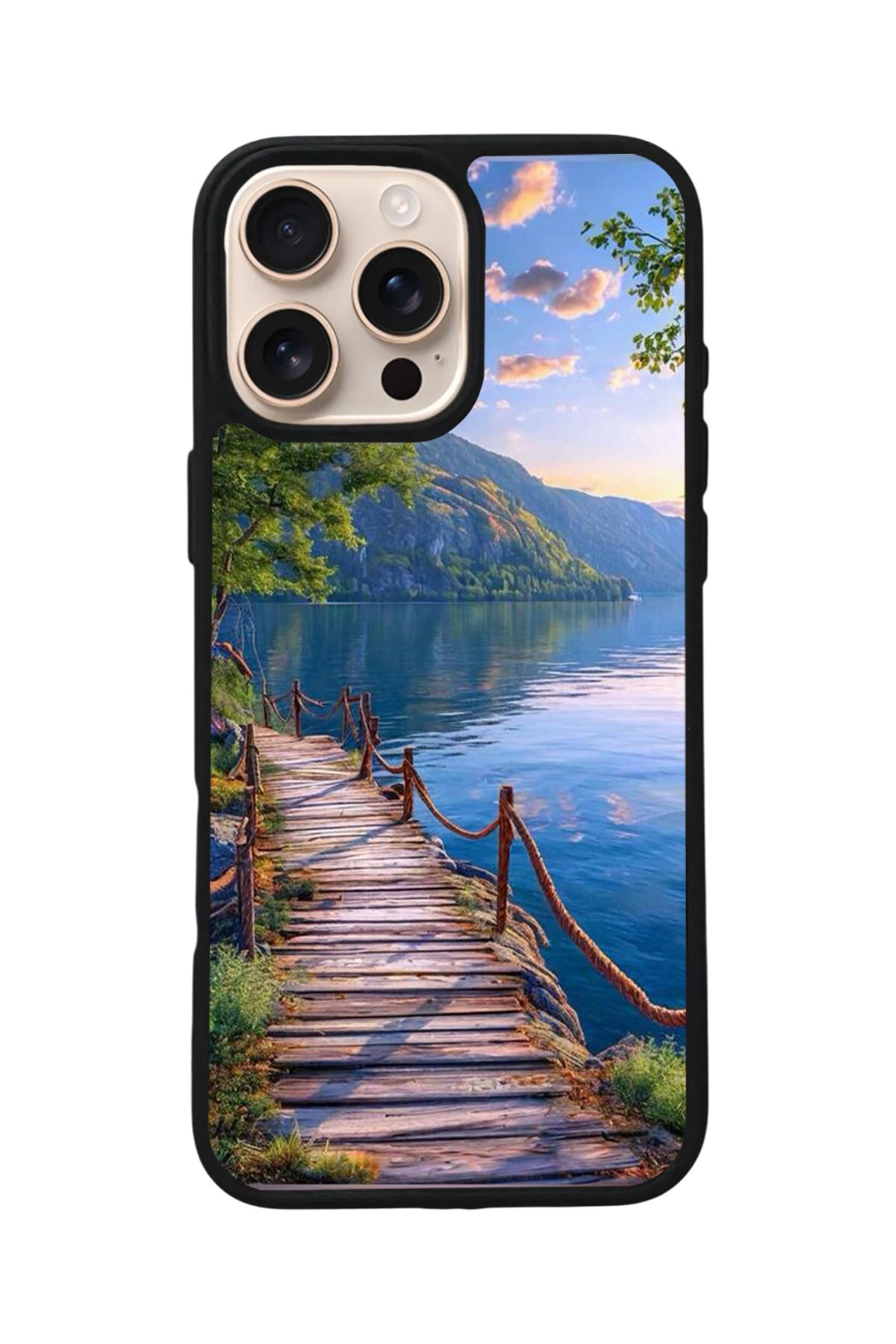 Aksel Kılıf Apple iPhone 16 Pro Max Uyumlu Baskılı,Mat Siyah,Yumuşak Silikon,Koruyucu,Şok Emici Kapak,Kılıf