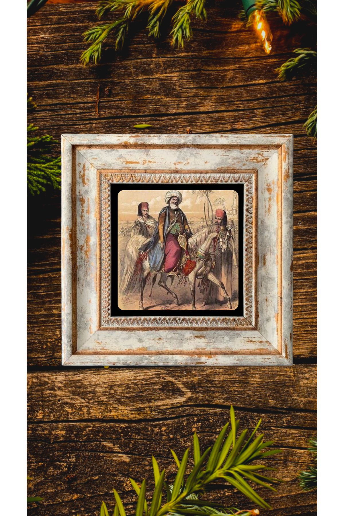 STONEVİVEART Osmanlı Minyatürleri Doğal Taş Tablo 20x20Cm Duvar Dekoru