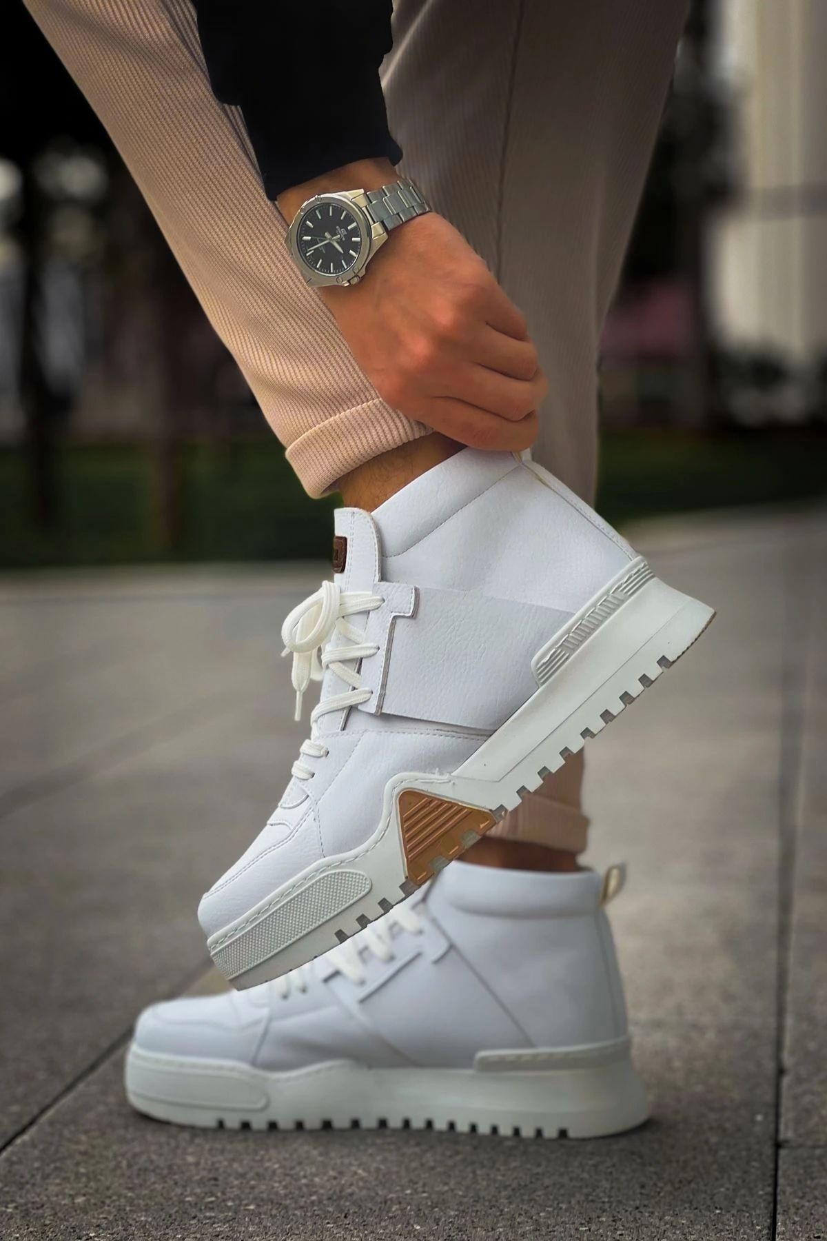 OurStyles CH057 GBZ Ghost Line Erkek Bot BEYAZ / BEYAZ