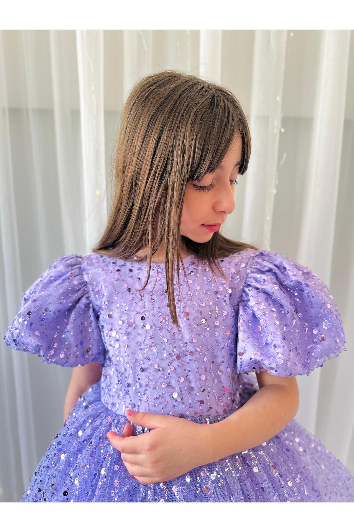 Linarookids Lila Taşlı Vintage Kız Bebek Elbise,Doğum günü elbise,fotoğraf çekim elbise,1-11 Yaş Uygun fotoğrafı 3 (önizleme)