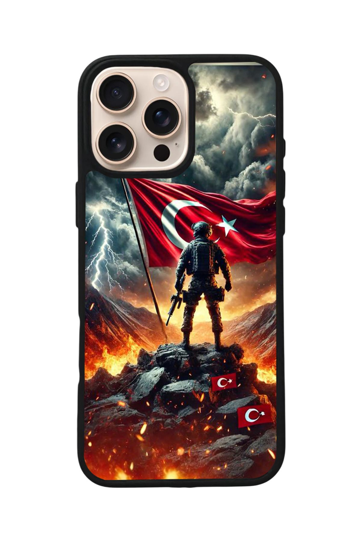 Aksel Kılıf Apple iPhone 16 Pro Uyumlu Baskılı,Mat Siyah,Yumuşak Silikon,Koruyucu,Şok Emici Kapak,Kılıf