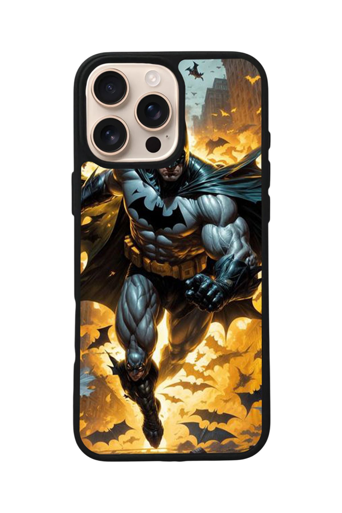 Aksel Kılıf Apple iPhone 16 Pro Max Uyumlu Baskılı,Mat Siyah,Yumuşak Silikon,Koruyucu,Şok Emici Kapak,Kılıf