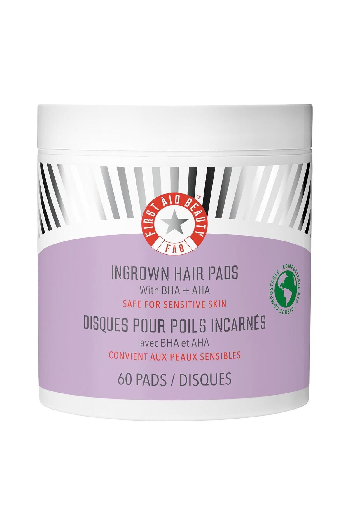 first aid beauty Ingrown Hair Pads - Batık tüyler için biyolojik olarak bozunabilen diskler x60