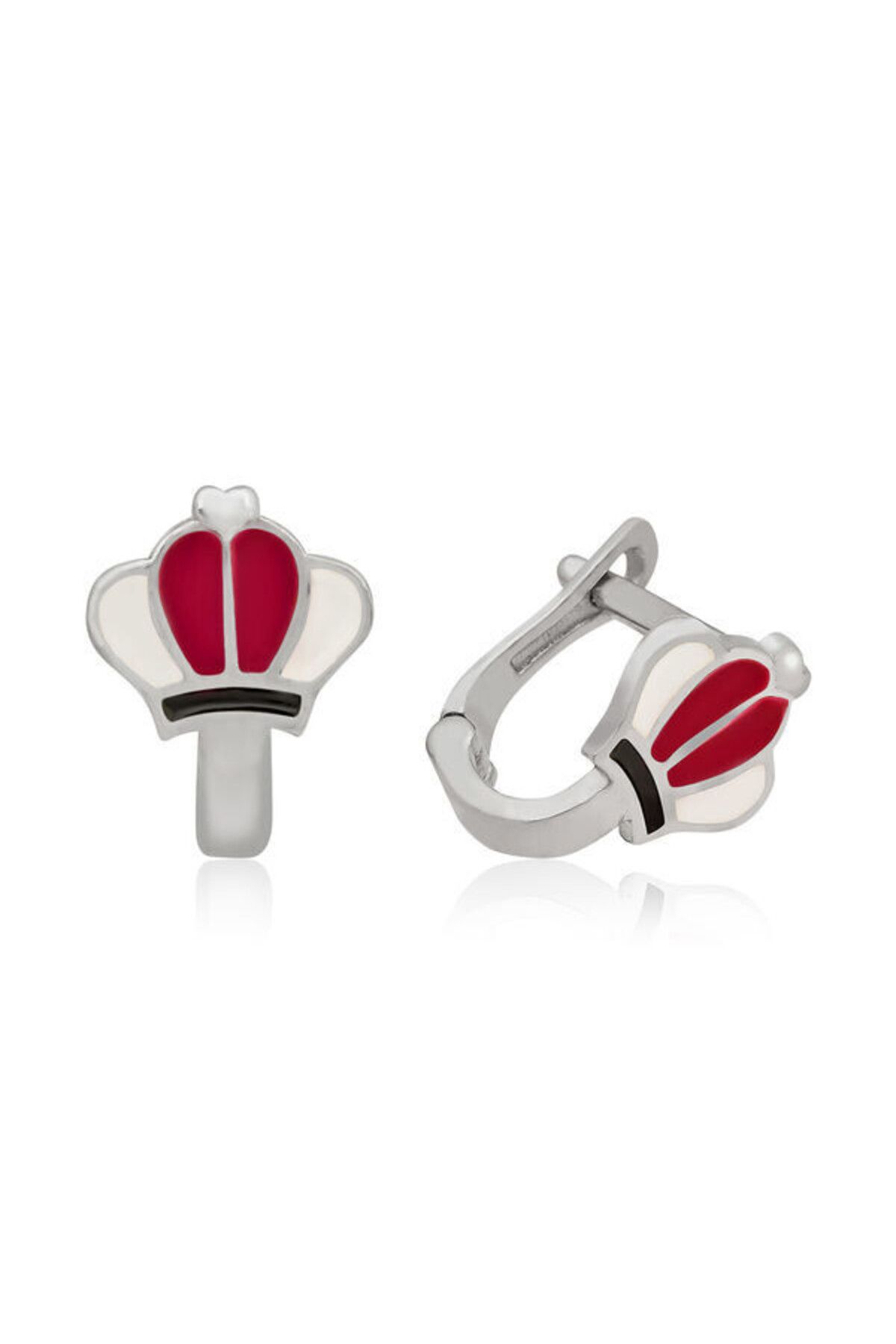 shop Çocuk Kırmızı Taç 925 Ayar Gümüş Küpe