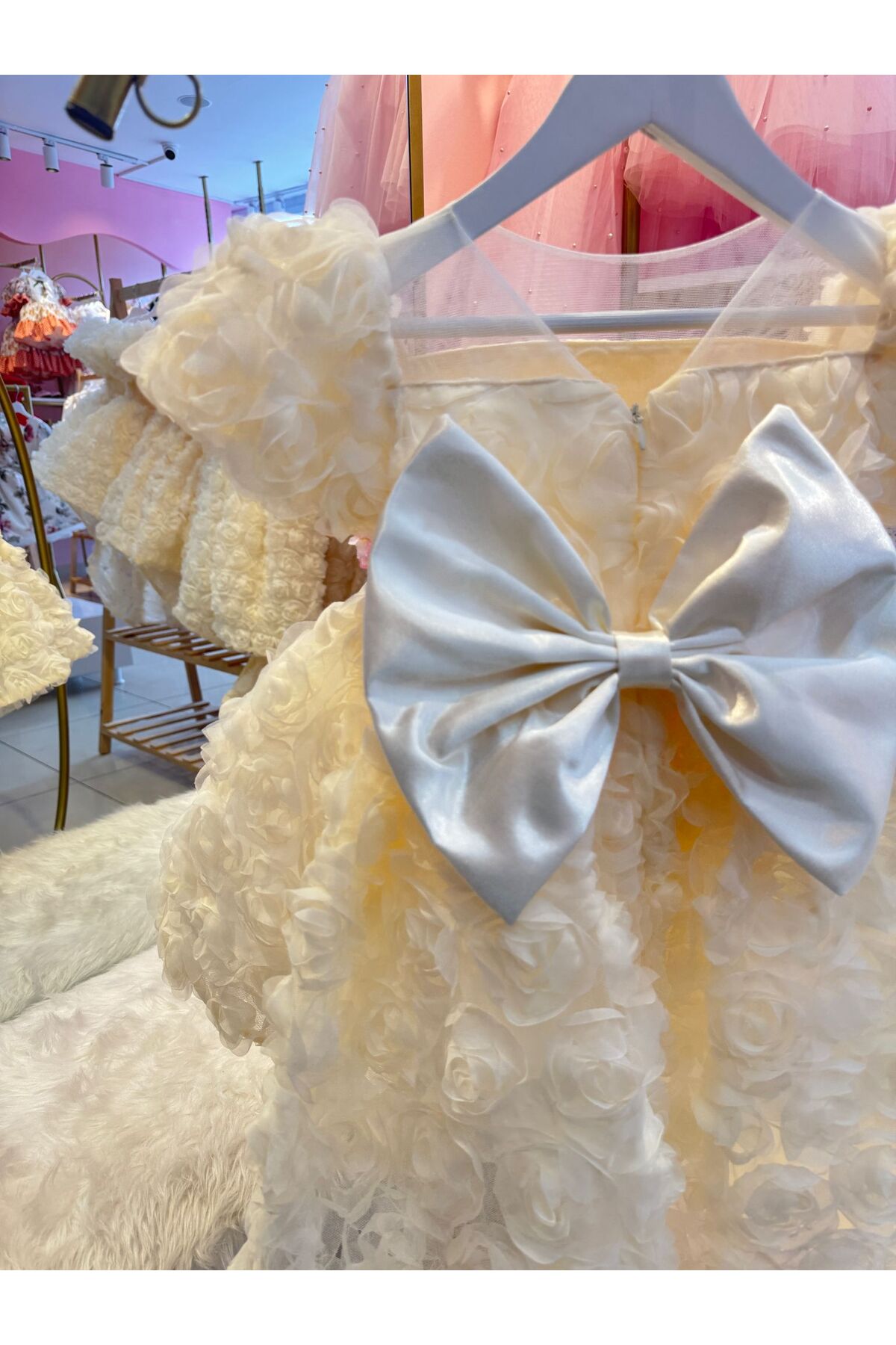 Linarookids Krem Kuyruklu Vintage Kız Bebek Elbise,Doğum günü elbise,fotoğraf çekim elbise,0-12 Yaş Uygun fotoğrafı 3 (önizleme)