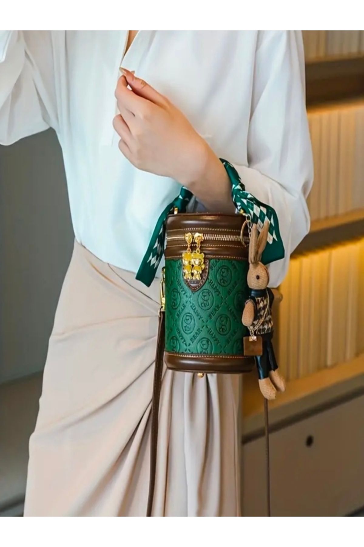 MODA Retro Baskı Kadın Kova Çanta