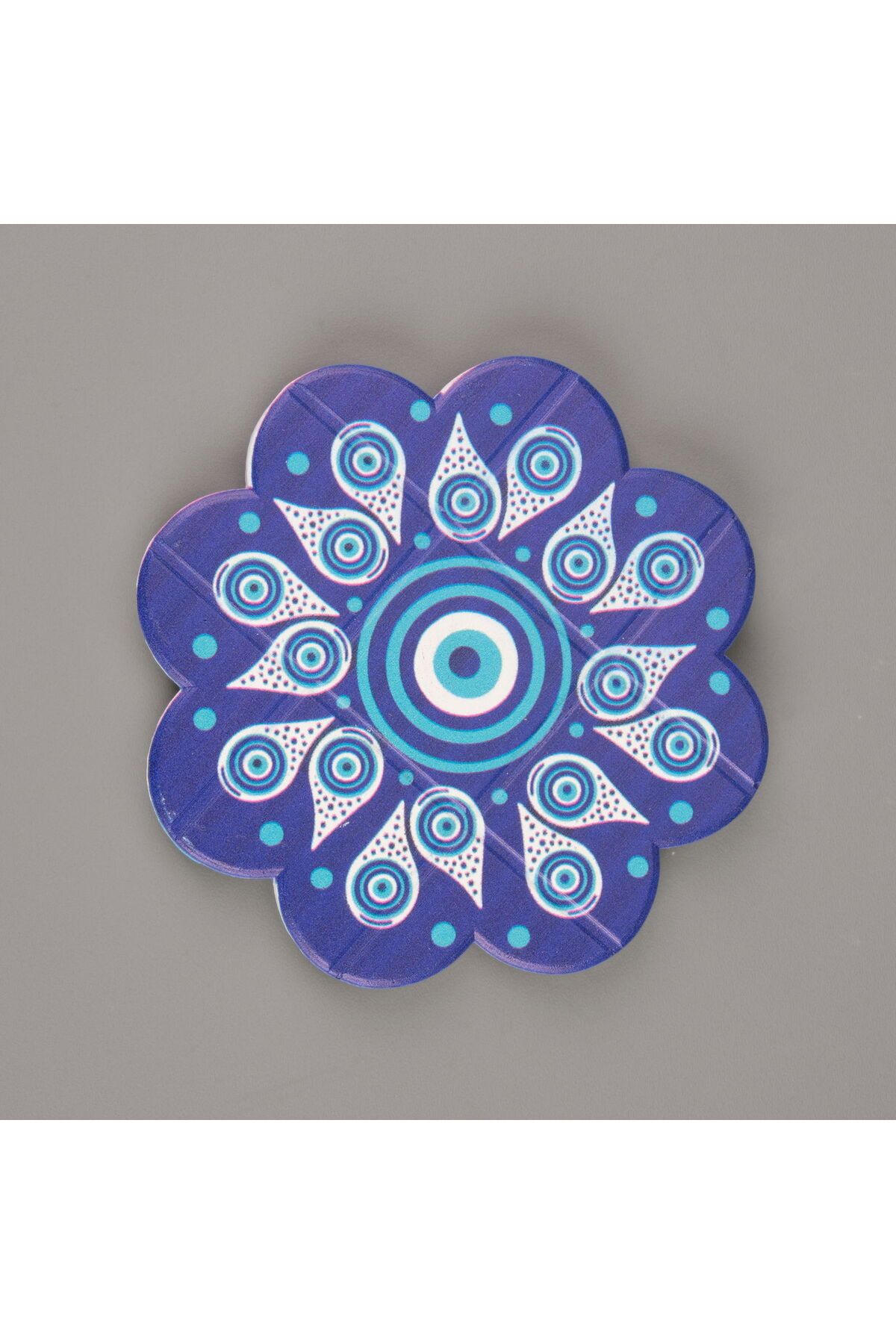MATMEL Baskılı Papatya Bardak Altlığı - Mavi / Beyaz - 10,5 cm