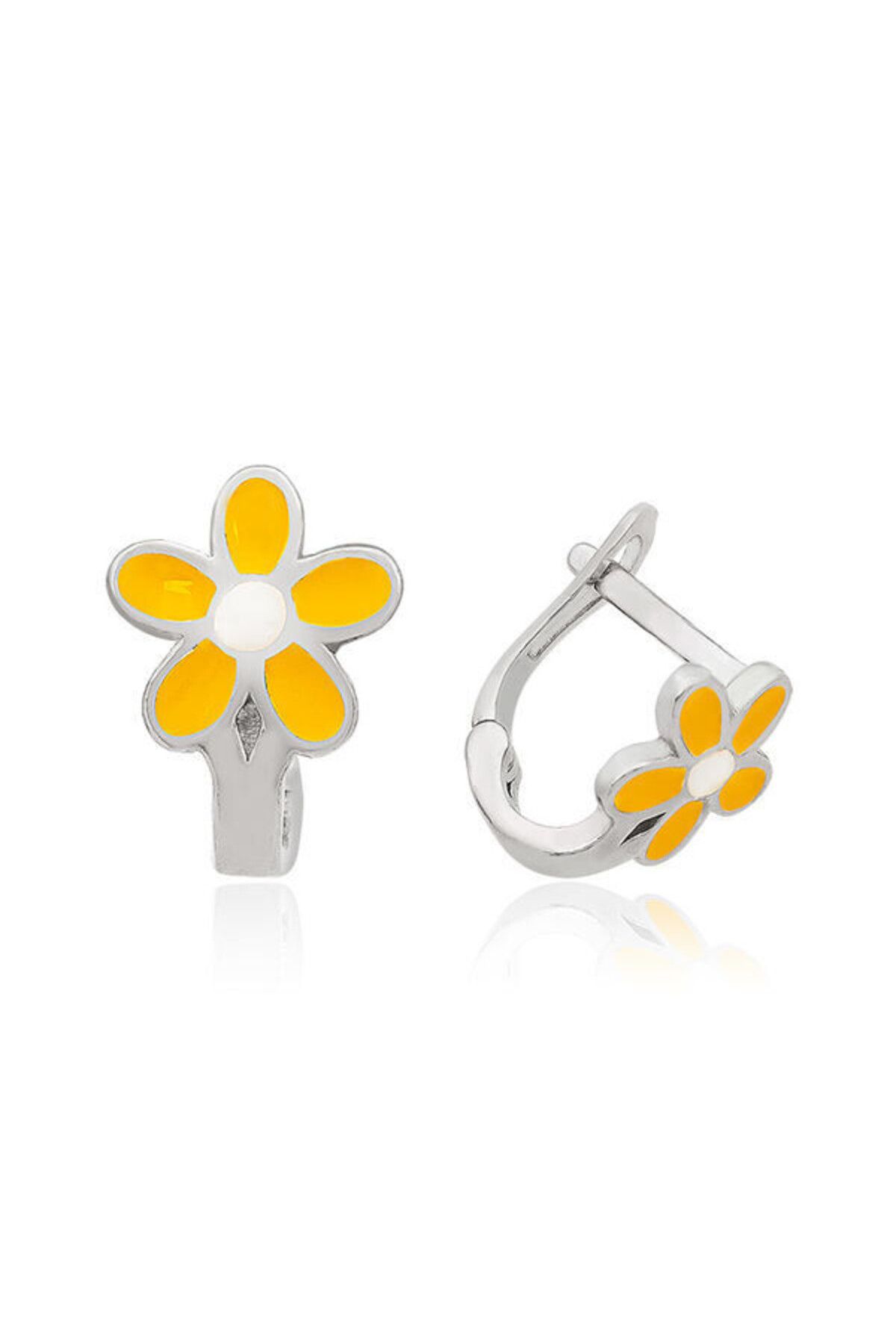 shop Çocuk Sarı Çiçek 925 Ayar Gümüş Küpe