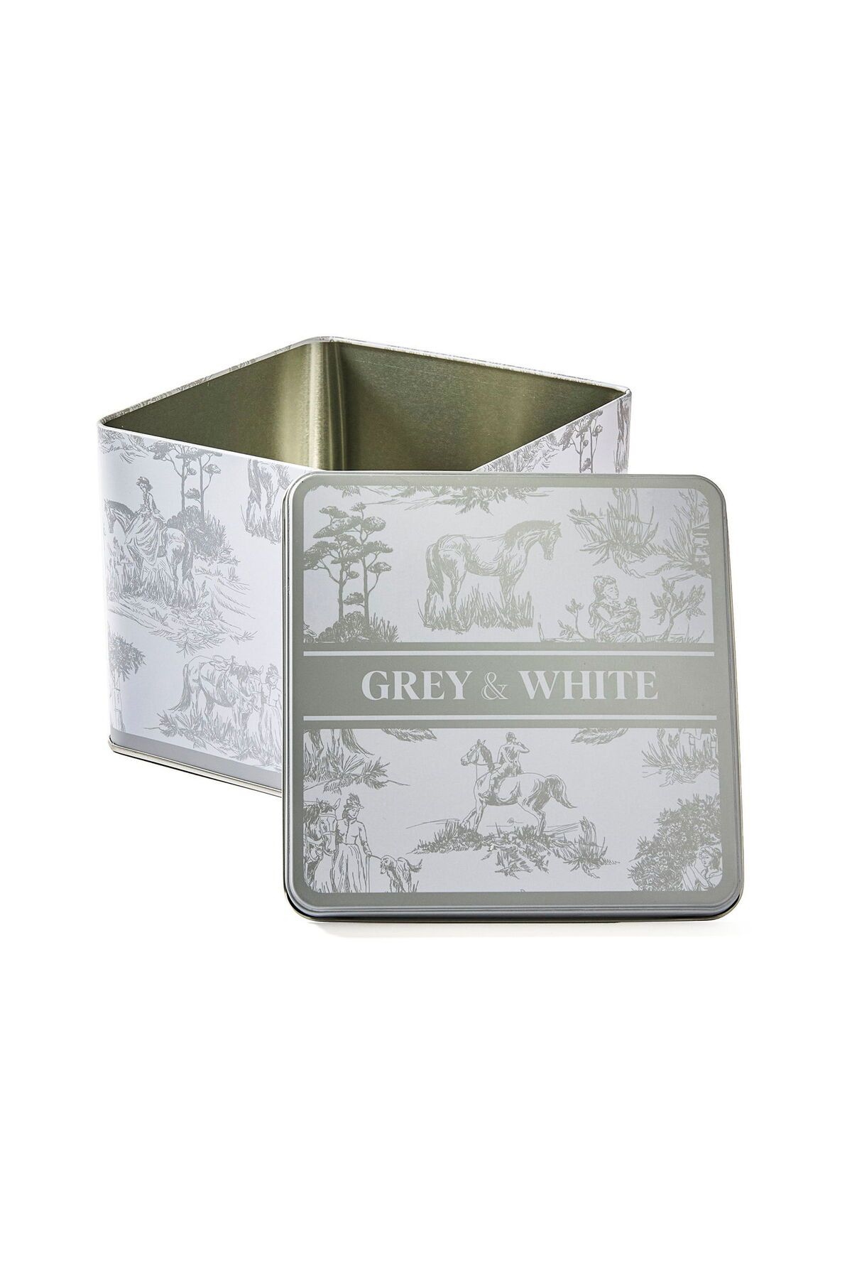 ASPARTAM Grey&White Metal Hediye Kutusu - Gri / Beyaz - 16x16x14 cm