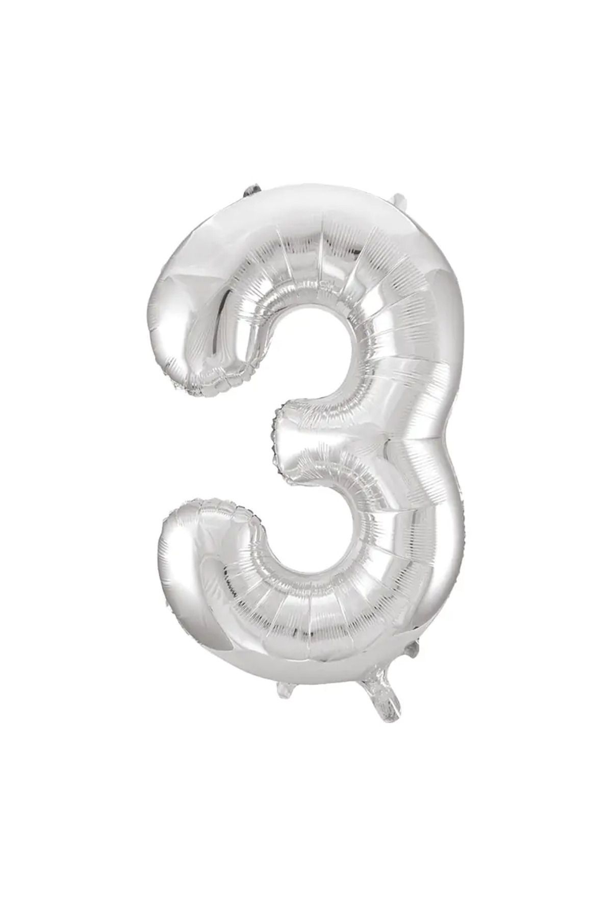 tedaks 1 Adet 34 İnç 85 Cm Gümüş Folyo Balon Helyum Balon 3 Yaş Balonu 3 Rakam Balon