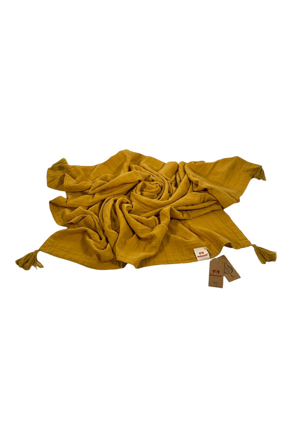 Beberotti Püsküllü Müslin Pike 145x100- Hardal