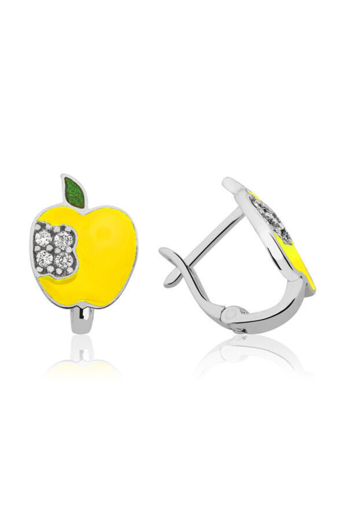shop Çocuk Sarı Elma 925 Ayar Gümüş Küpe