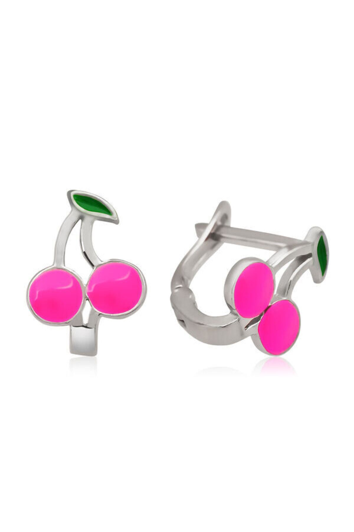 shop Çocuk Pembe Kiraz 925 Ayar Gümüş Küpe