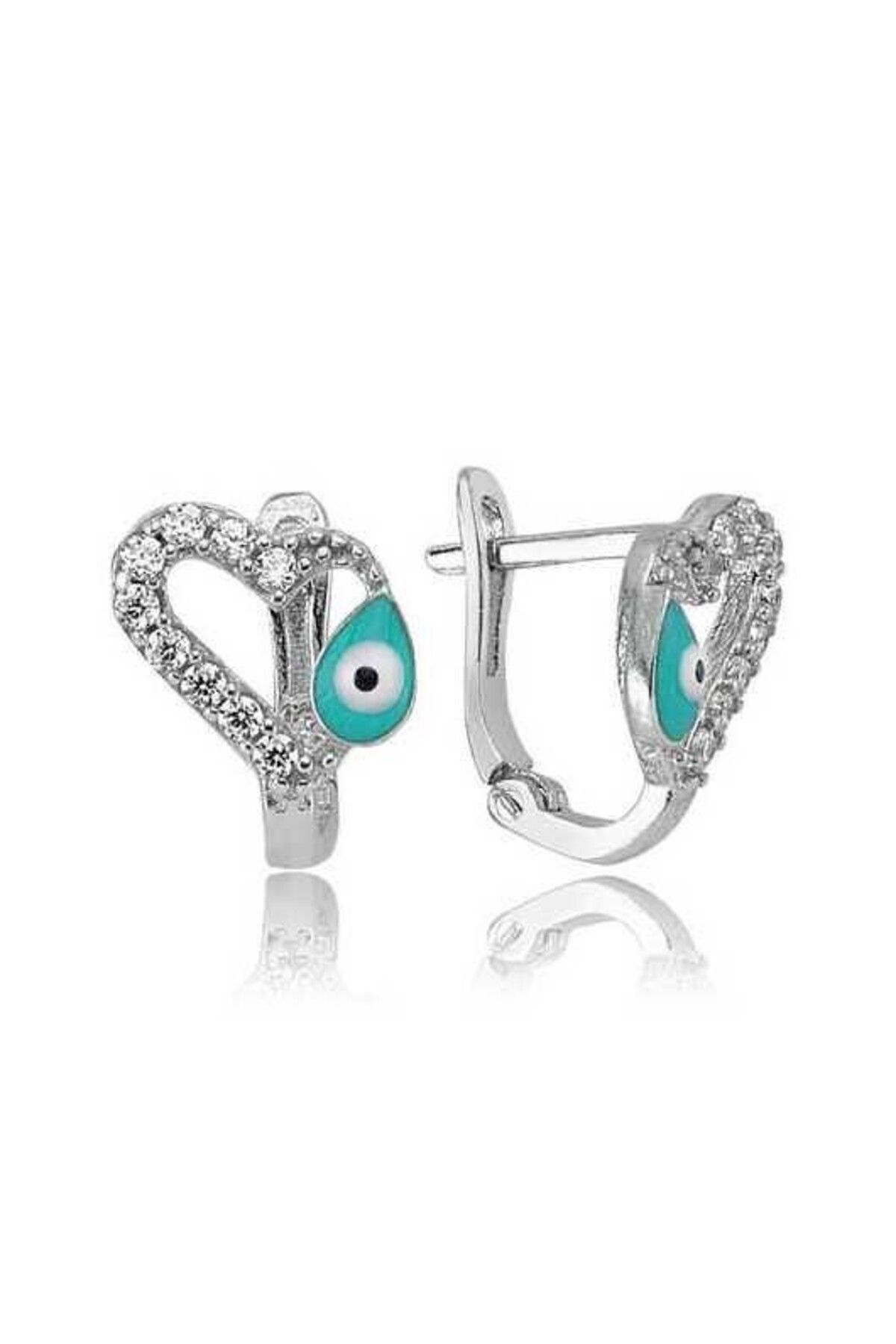 shop Çocuk Mavi Mineli 925 Ayar Gümüş Küpe