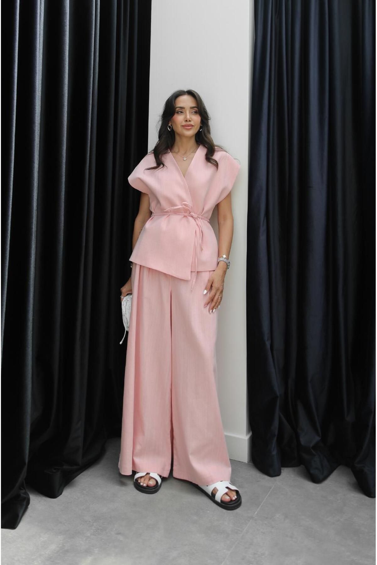 Havoş Pembe Sonya Yelek Pantolon Takım
