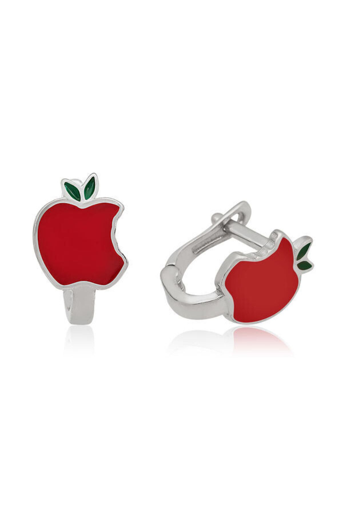 shop Çocuk Kırmızı Elma 925 Ayar Gümüş Küpe