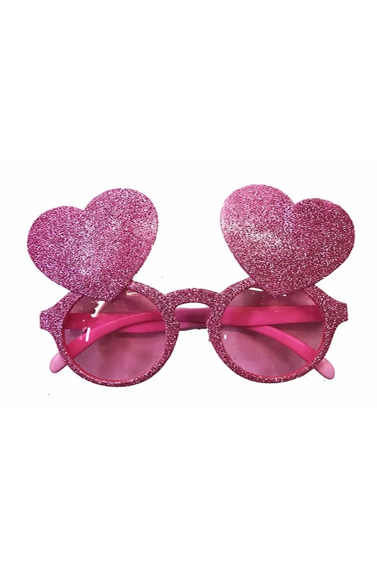 OurStyles Pembe Renk Sim İşlenmiş Kalp Figürlü Yılbaşı Parti Gözlüğü