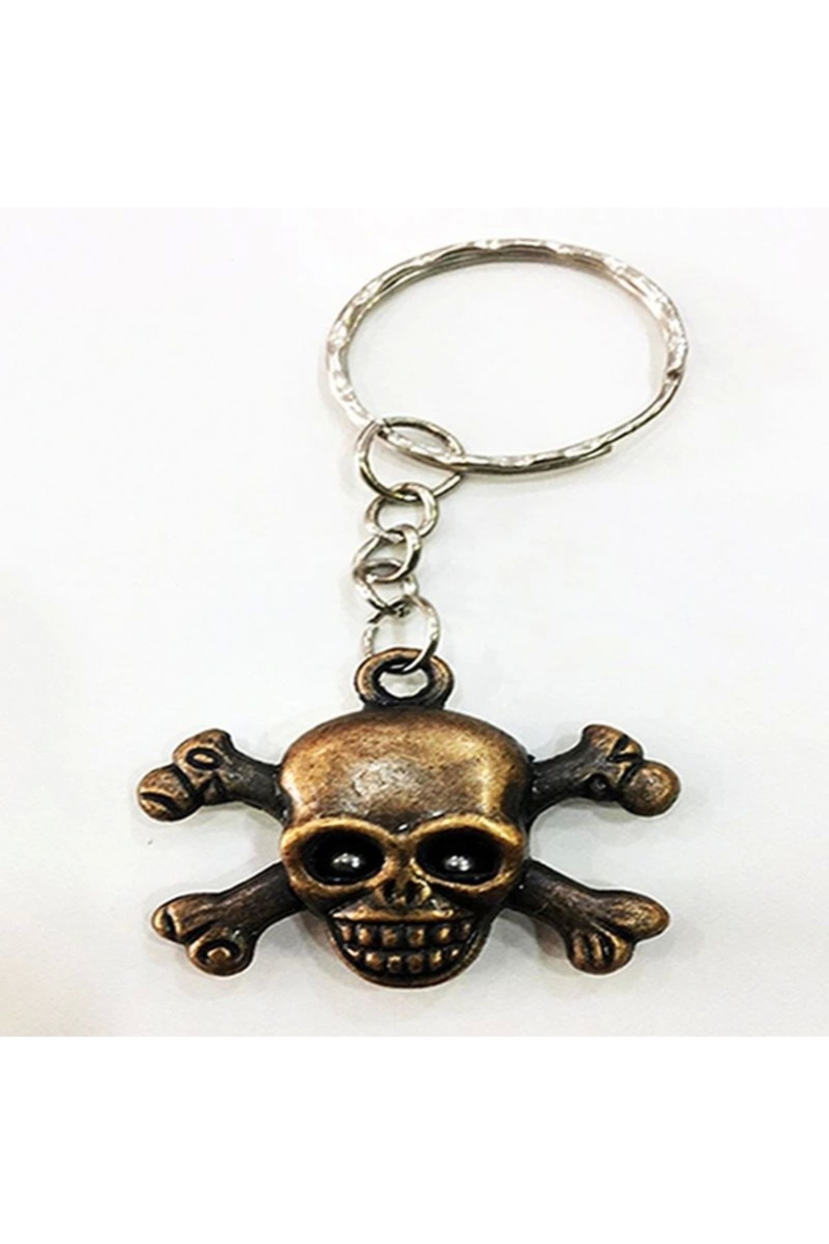 OurStyles Metal Malzemeden İmal Kuru Kafa Korsan Anahtarlık Bakır Renk