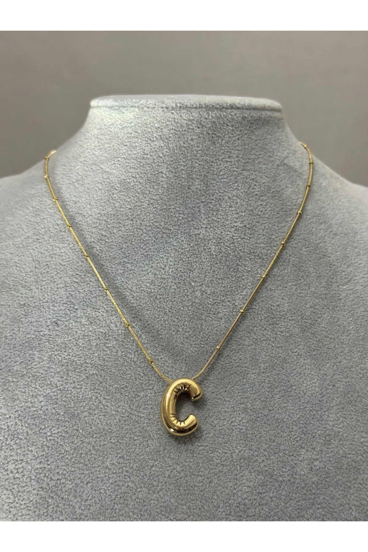 XUPING JEWELRY 18K altın kaplama C harfi gold Çelik kolye paslanmaz kararmaz