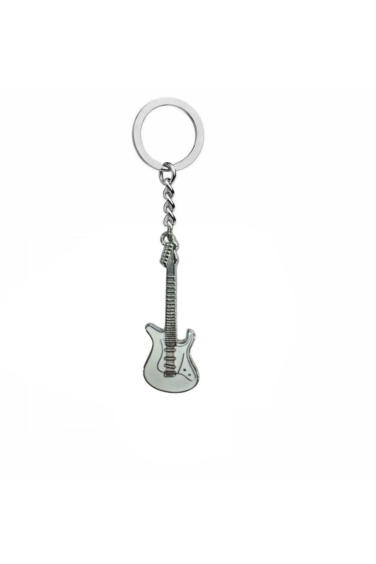 Herşey Nota Elektro Gitar Figürlü Metal Anahtarlık – Unisex Müzik Temalı Aksesuar