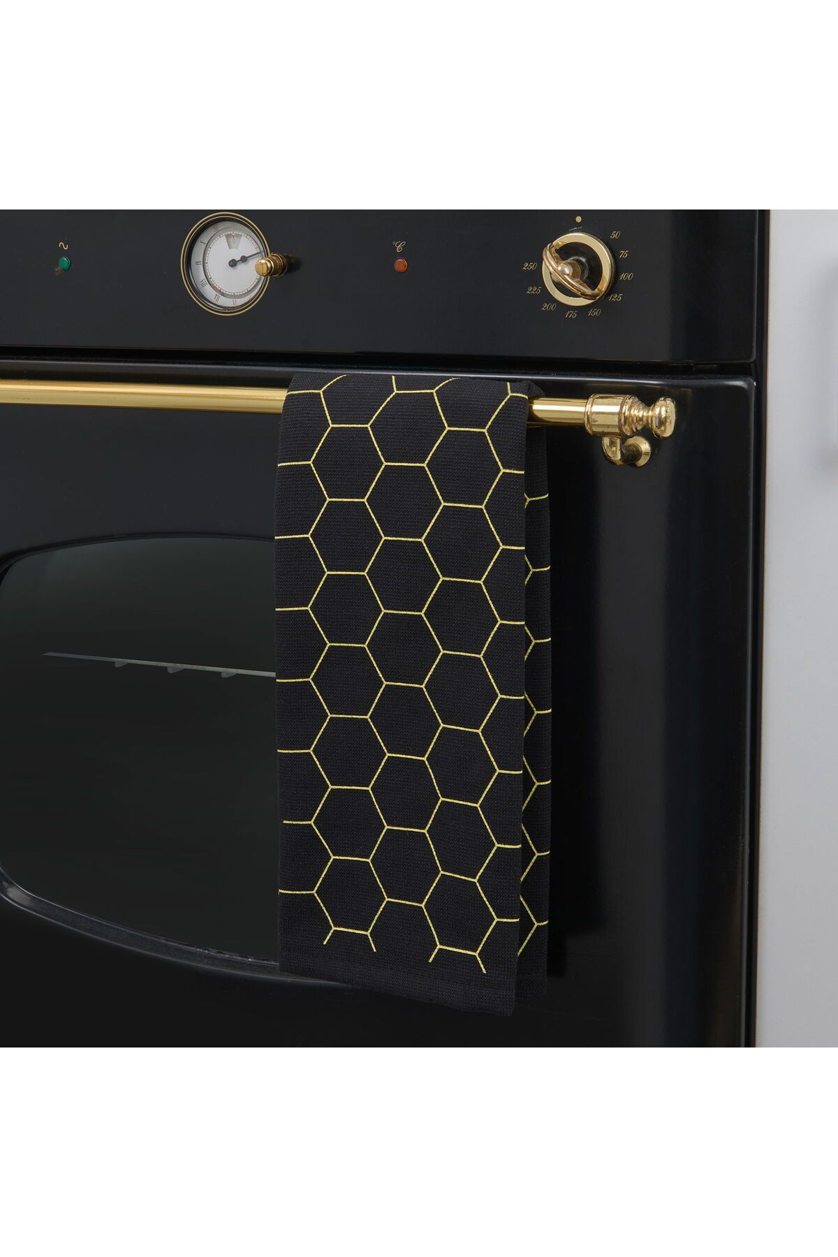 ASPARTAM Soft Hexagon Mutfak Havlusu - Siyah - 40x66 cm