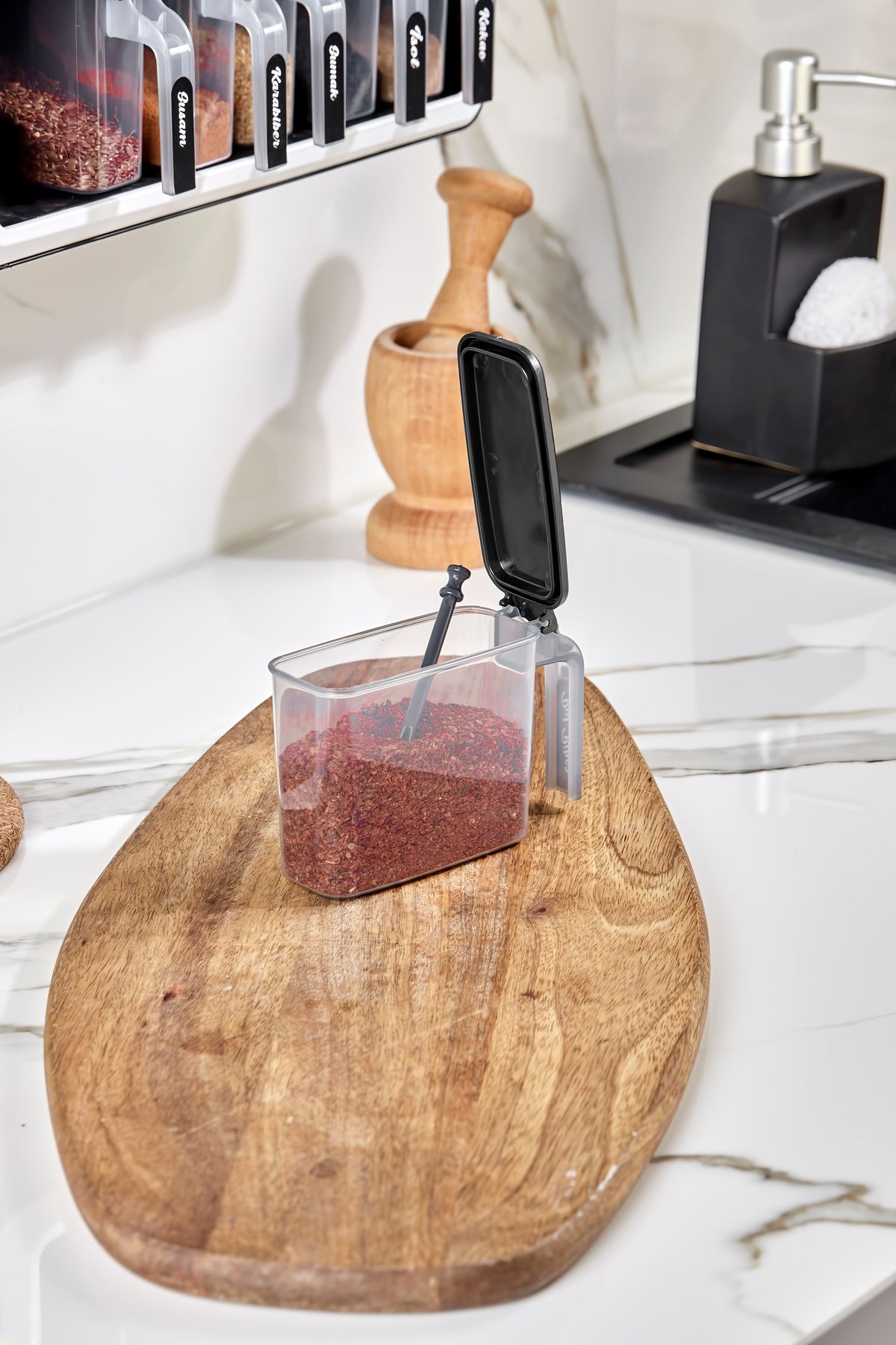 FBZhome-Simple Stand 12-Piece Self-Adhesive Spoon and Lid Spice Rack Set - Storage Container with Labels 6