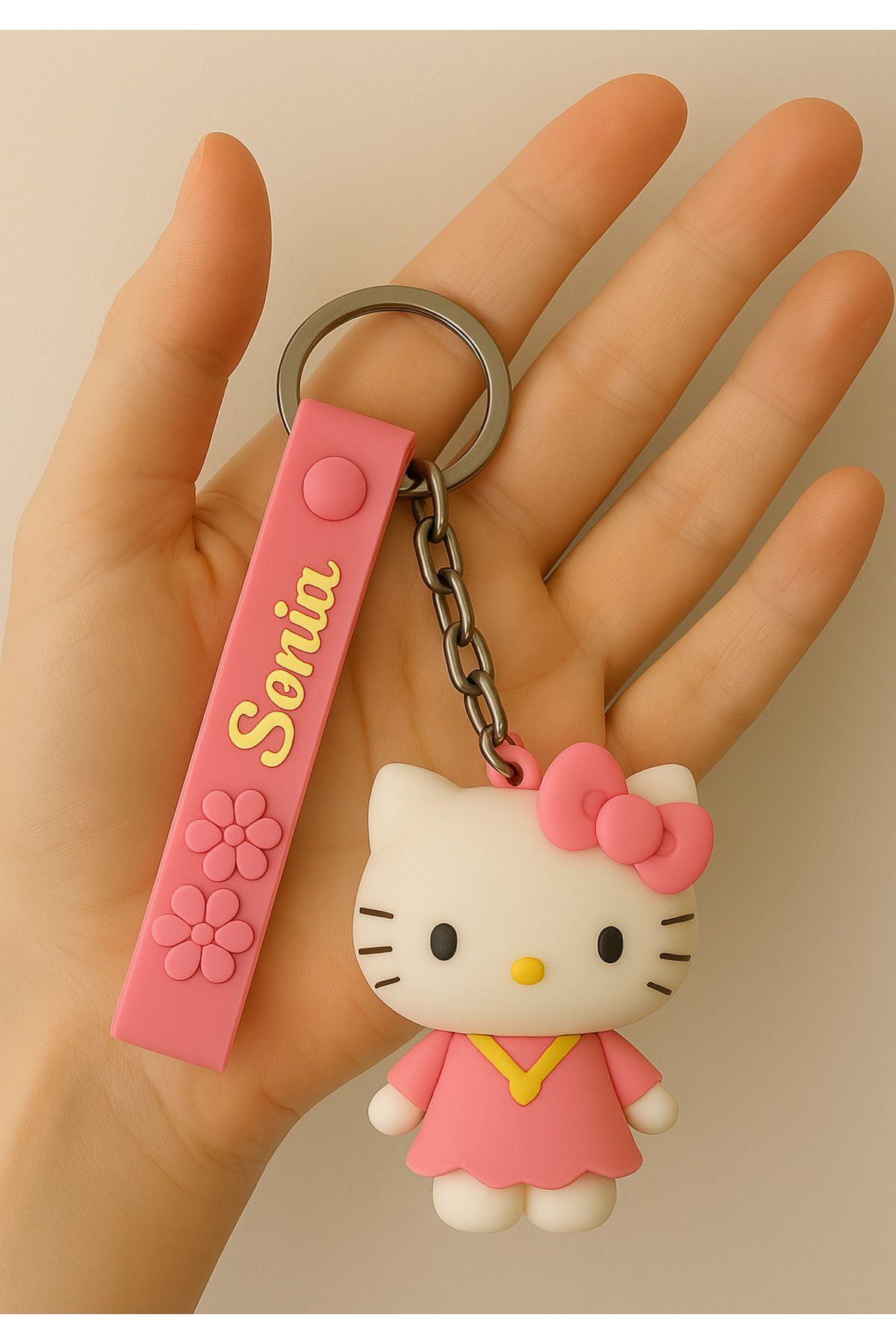 TAYEM Hello Kitty Anahtarlık, Silikonlu 3d Anahtarlık Ve Çanta Aksesuarı