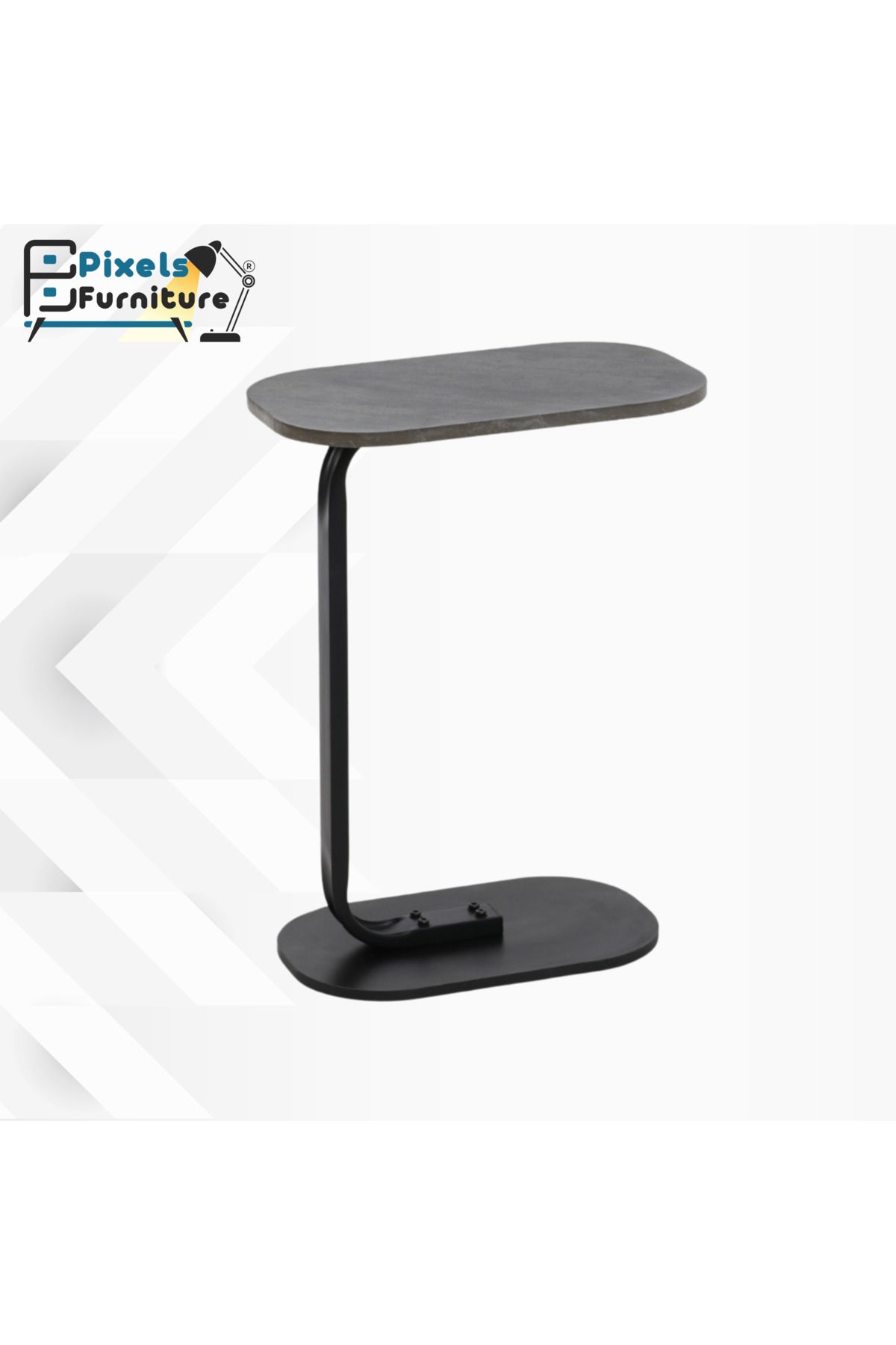 PixelsFurniture-Set of 2 Pixel Furniture C-Shaped Side Table for Sofa and Bed, Table with Solid Metal Bases 3