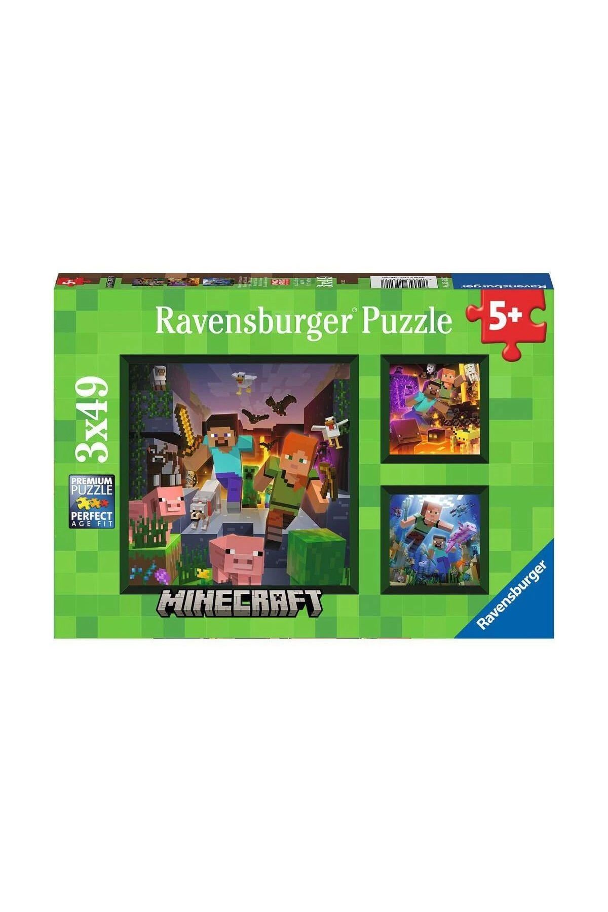 Angoravi 56217 Minecraft 3x49 parça Ravensburger Puzzle
