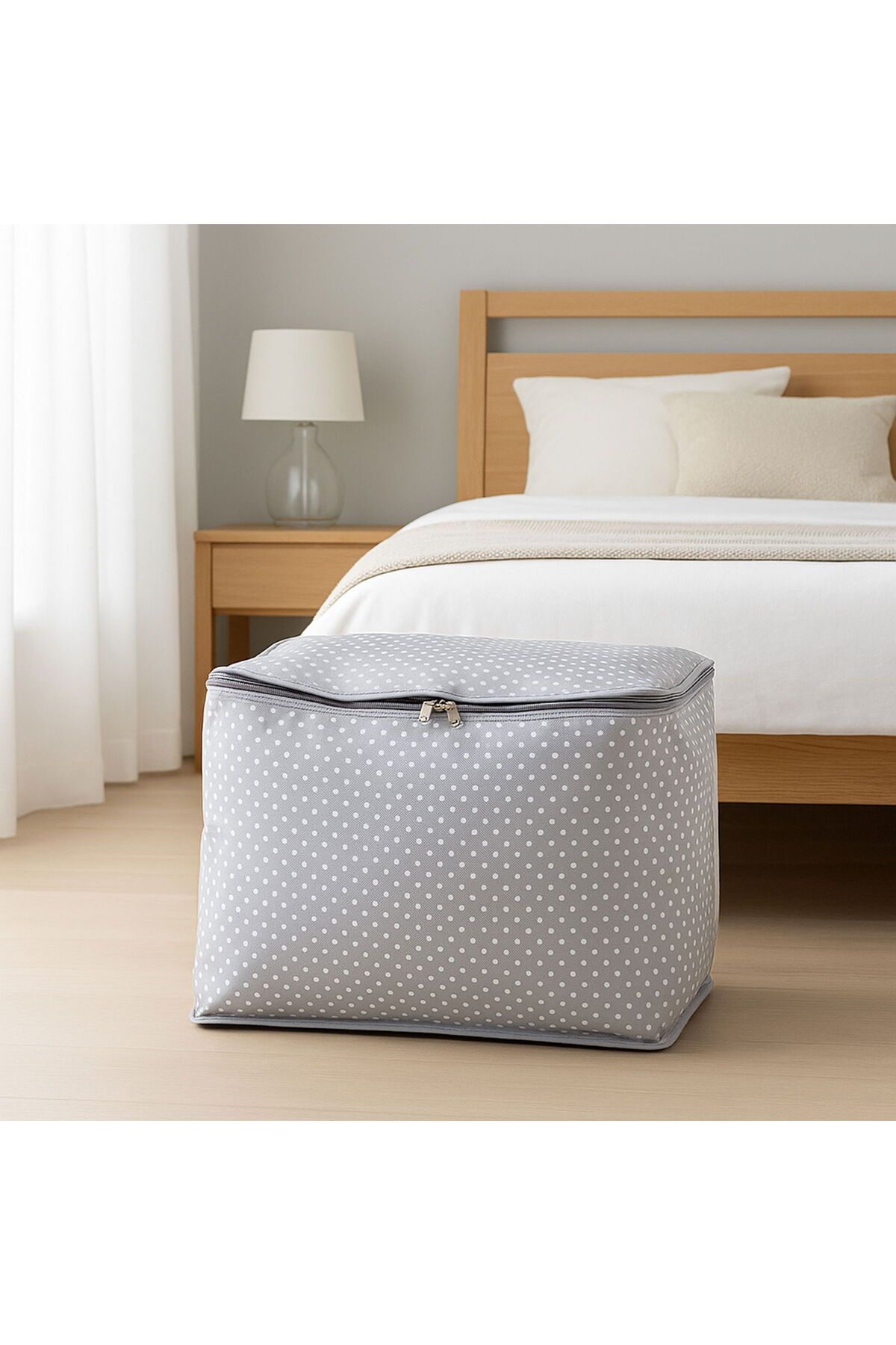 ASPARTAM Home Puantiye Detaylı Mini Boy Hurç - Gri - 30x22x18 cm