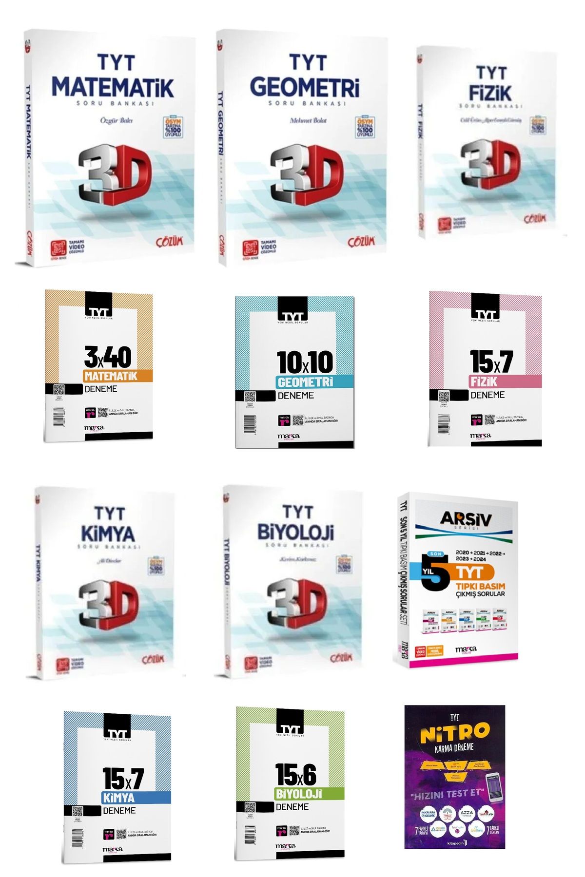 3D Yayınları Tyt Sayısal Set Matematik-Geometri-Fizik-Kimya ve Biyoloji Soru Bankaları İle Branş Denemeler