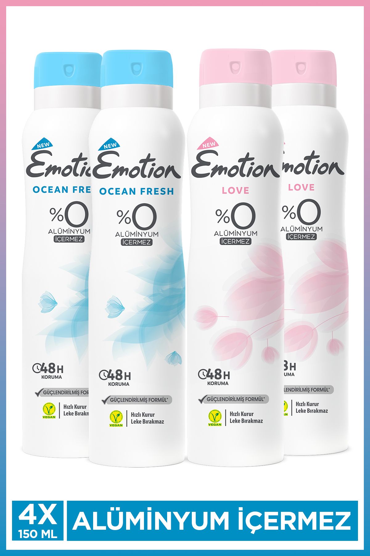 Emotion Ocean Fresh & Love Kadın Deodorant Seti 4x150 ml