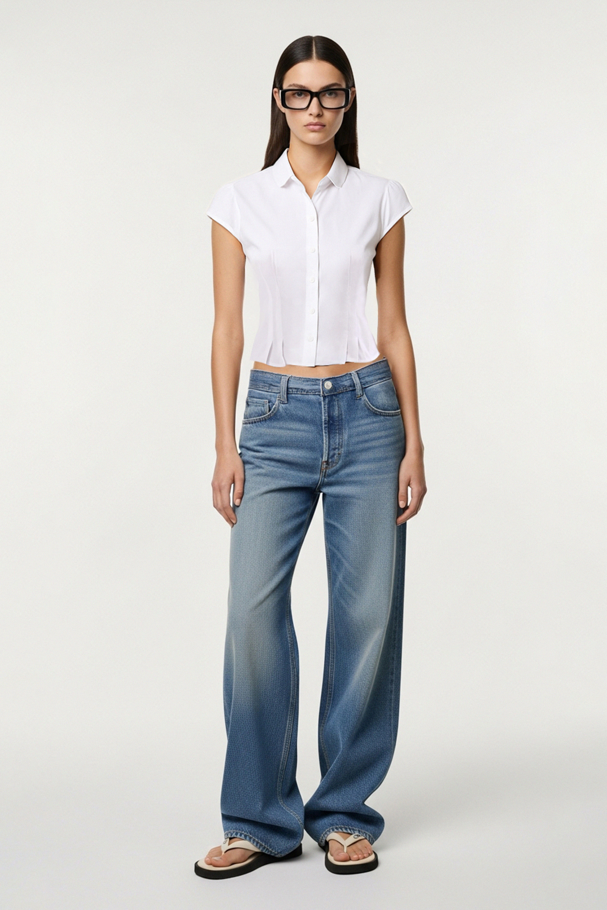 Trendyolmilla  Beyaz Poplin Gömlek Gömlek TWOSS25GO00168 - Görsel 4