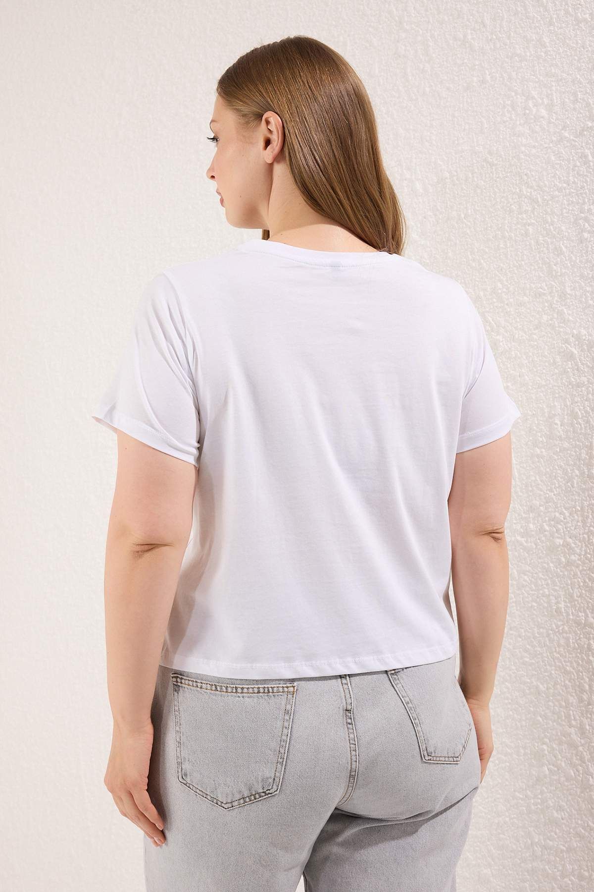 Trendyol Curve-Schwarz-weißes 2er-Pack übergroße Crop-T-Shirts TBBSS25BF00080 3
