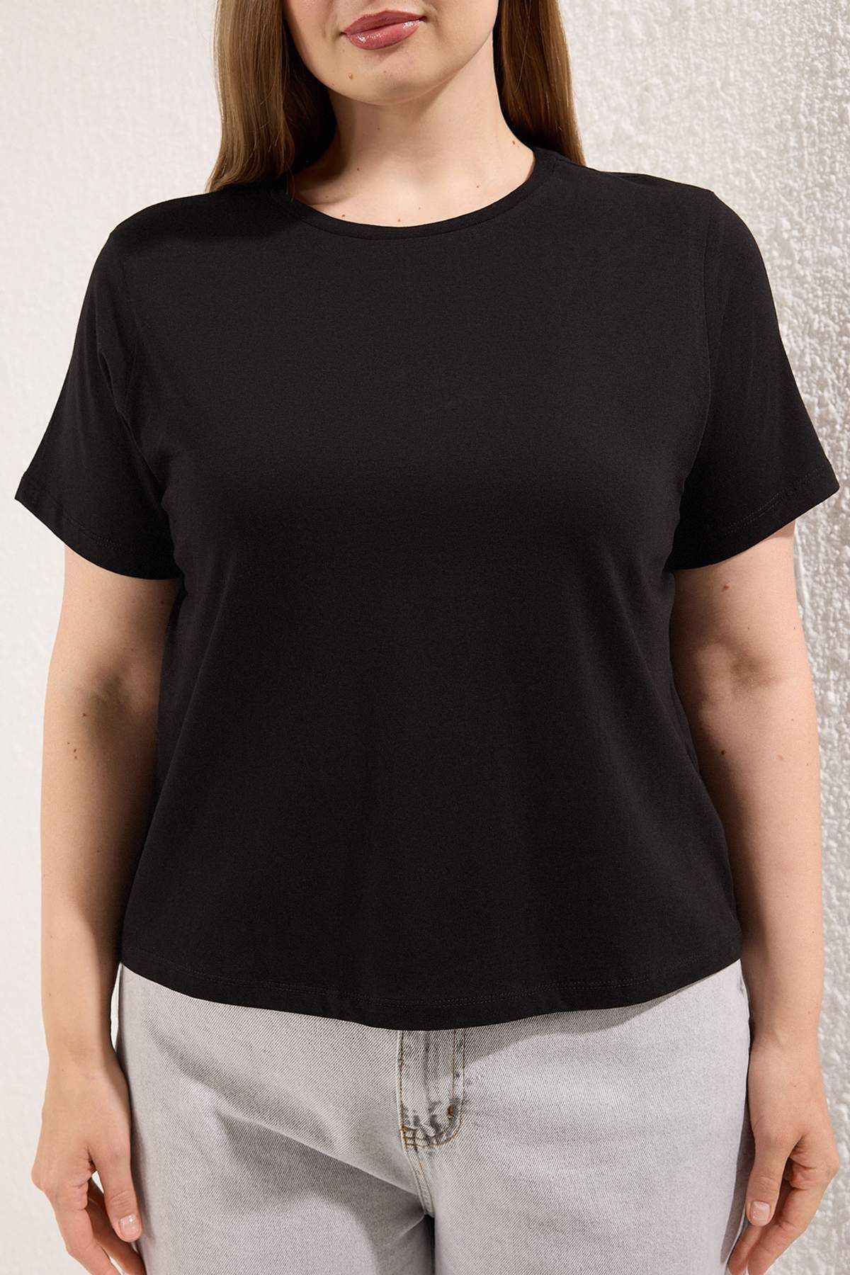 Trendyol Curve-Schwarz-weißes 2er-Pack übergroße Crop-T-Shirts TBBSS25BF00080 5