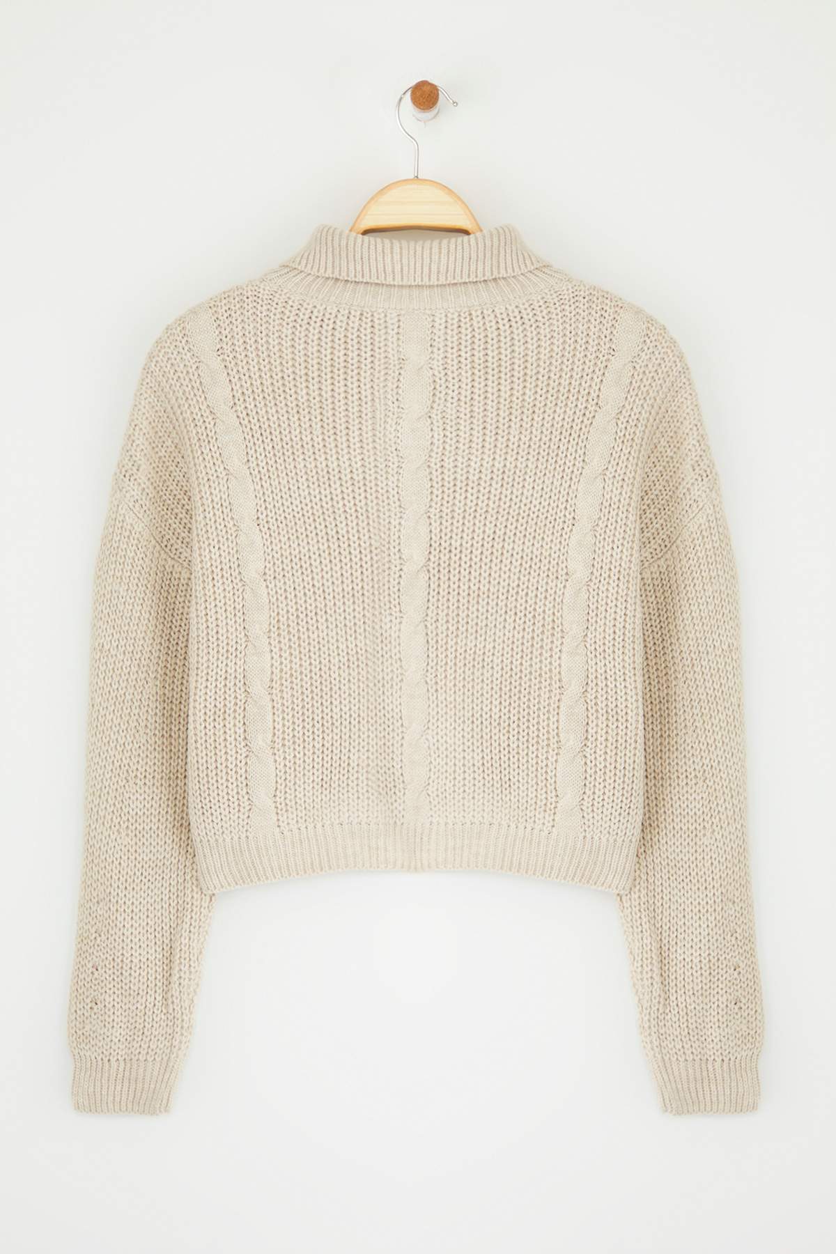 Trendyolmilla  Taş*001 Crop/Kısa Düz Dik Yaka Triko Hırka TWOAW24HI00238 - Görsel 7