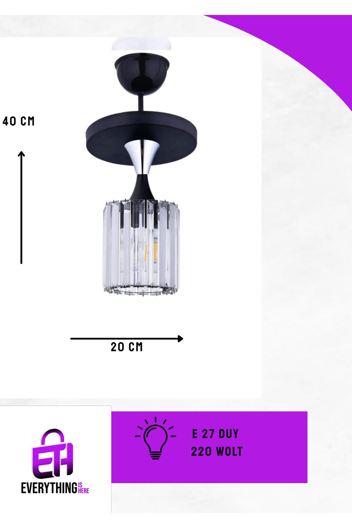 evergthing is here KRİSTAL TAŞLI SARKIT AVİZE