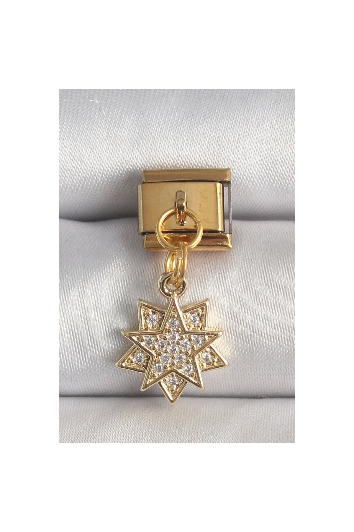 Marsilyan 316L Çelik Gold Renk Sallantı Zirkon Taşlı Yıldız Model Nomination Charm - TJ-BC1357